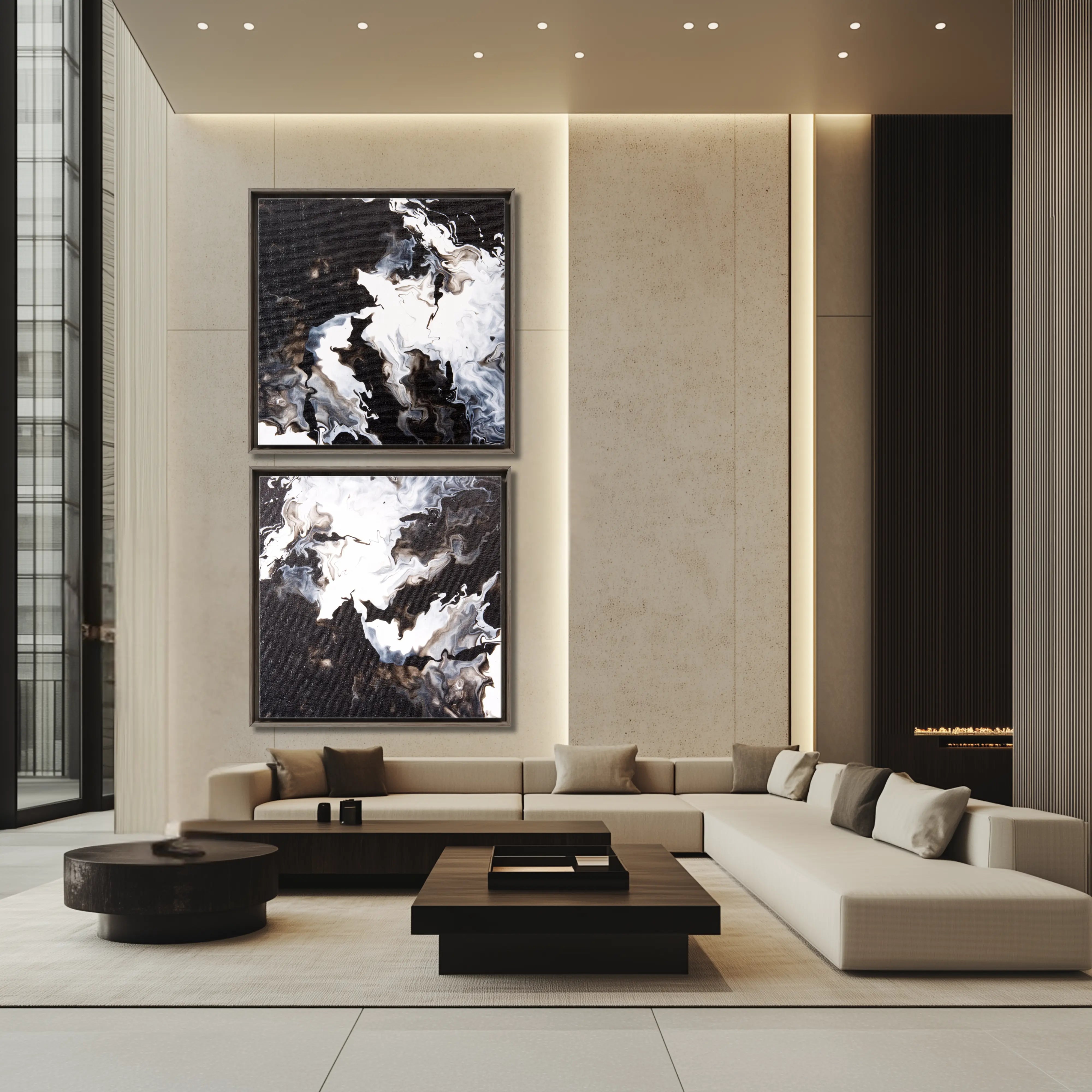 Timeless | Set of 2 Canvas Prints | Luxury Fine Art Set | Black and White Wall Art
