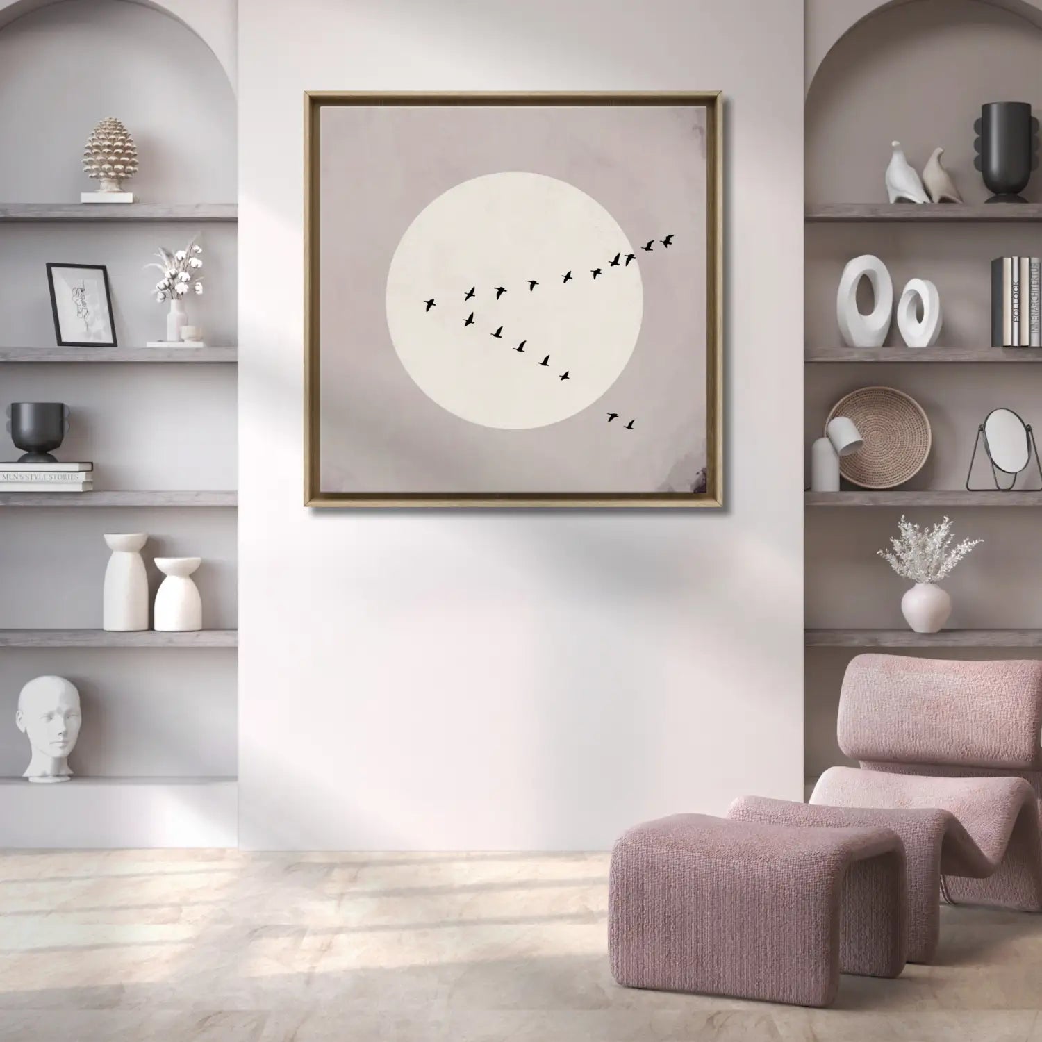 Beyond Whisper - Mauve Japandi Canvas Square Wall Art