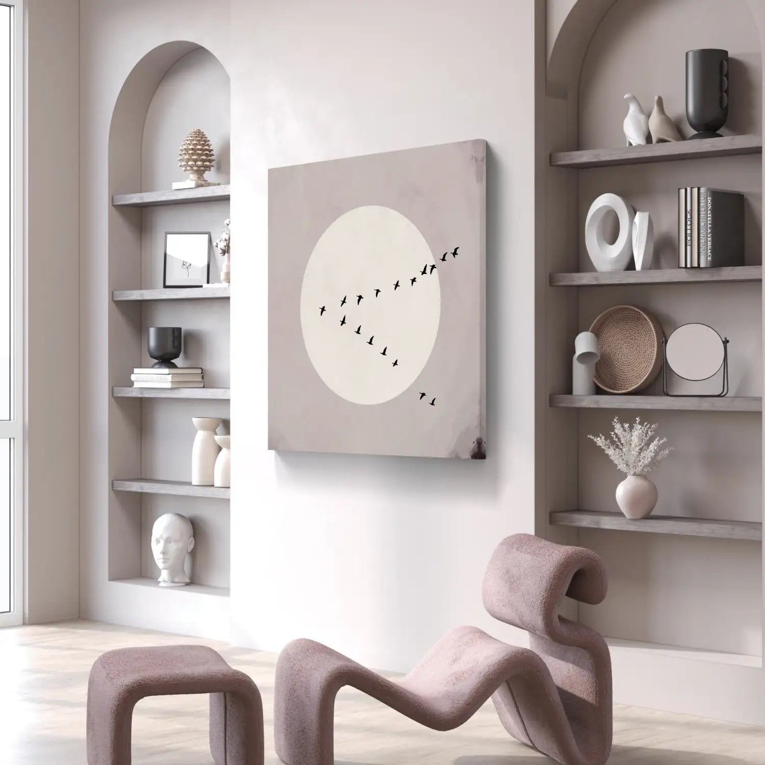 Beyond Whisper - Mauve Japandi Canvas Square Wall Art
