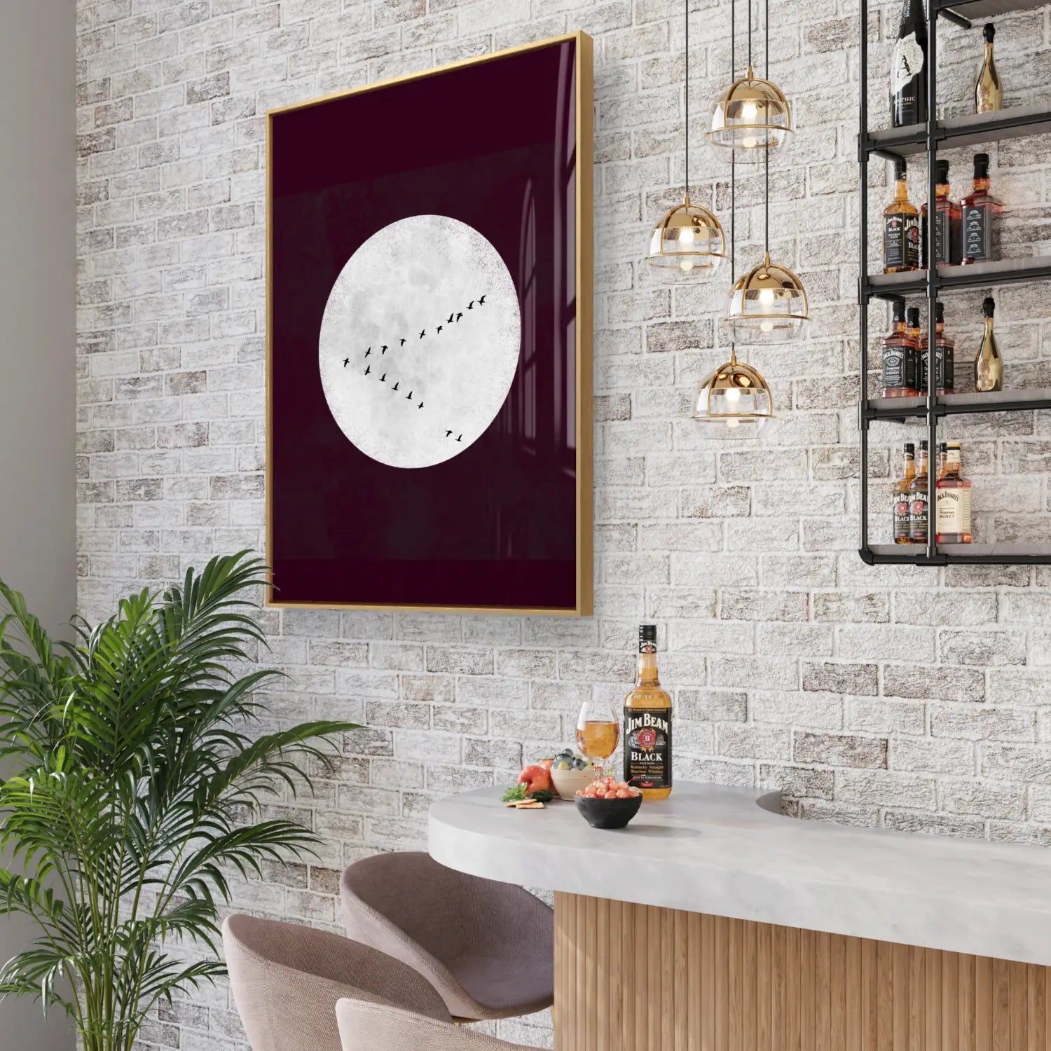 Elegancia discreta: obra de arte en beige y malva