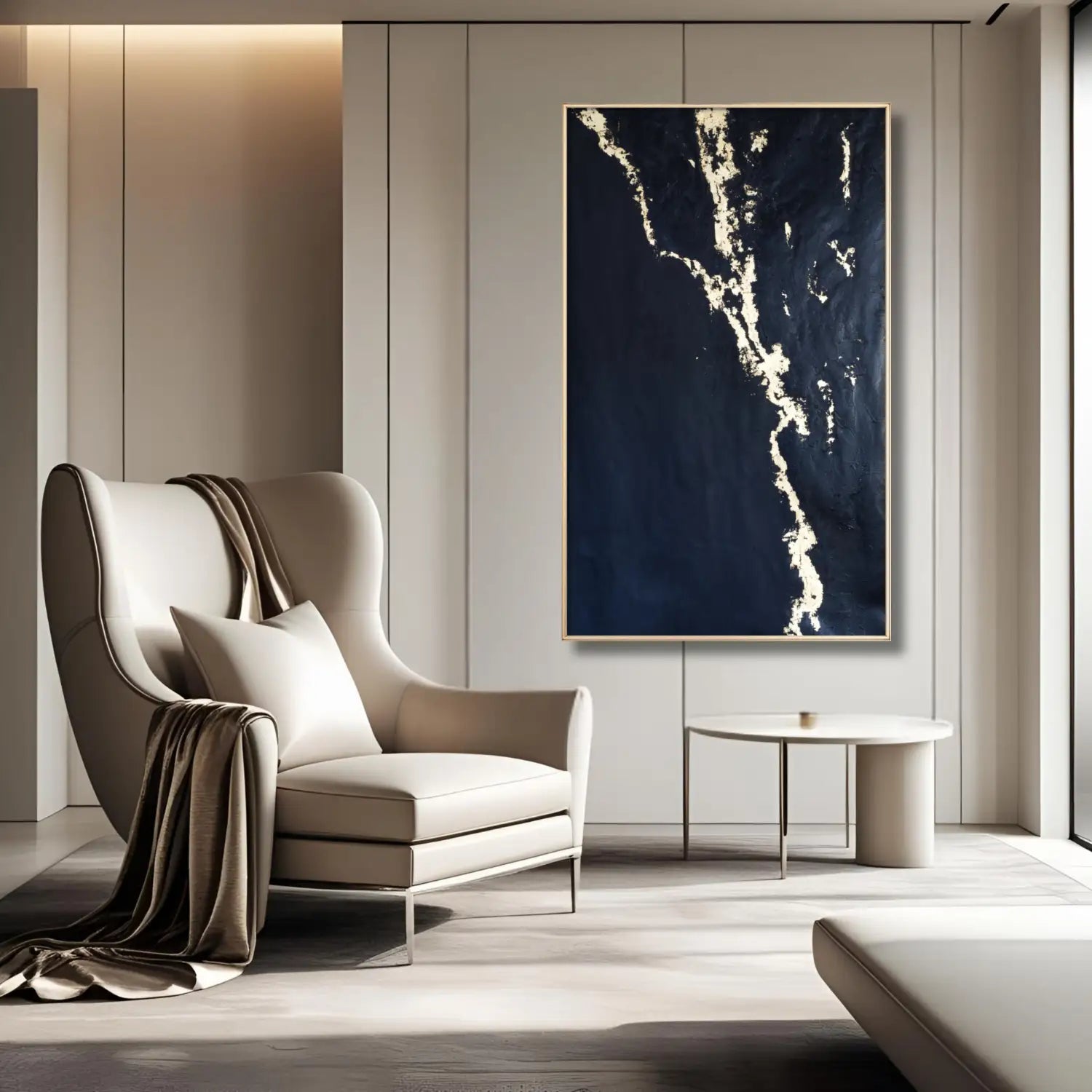 Prestige - hand painted modern black minimalist art with gold leaf