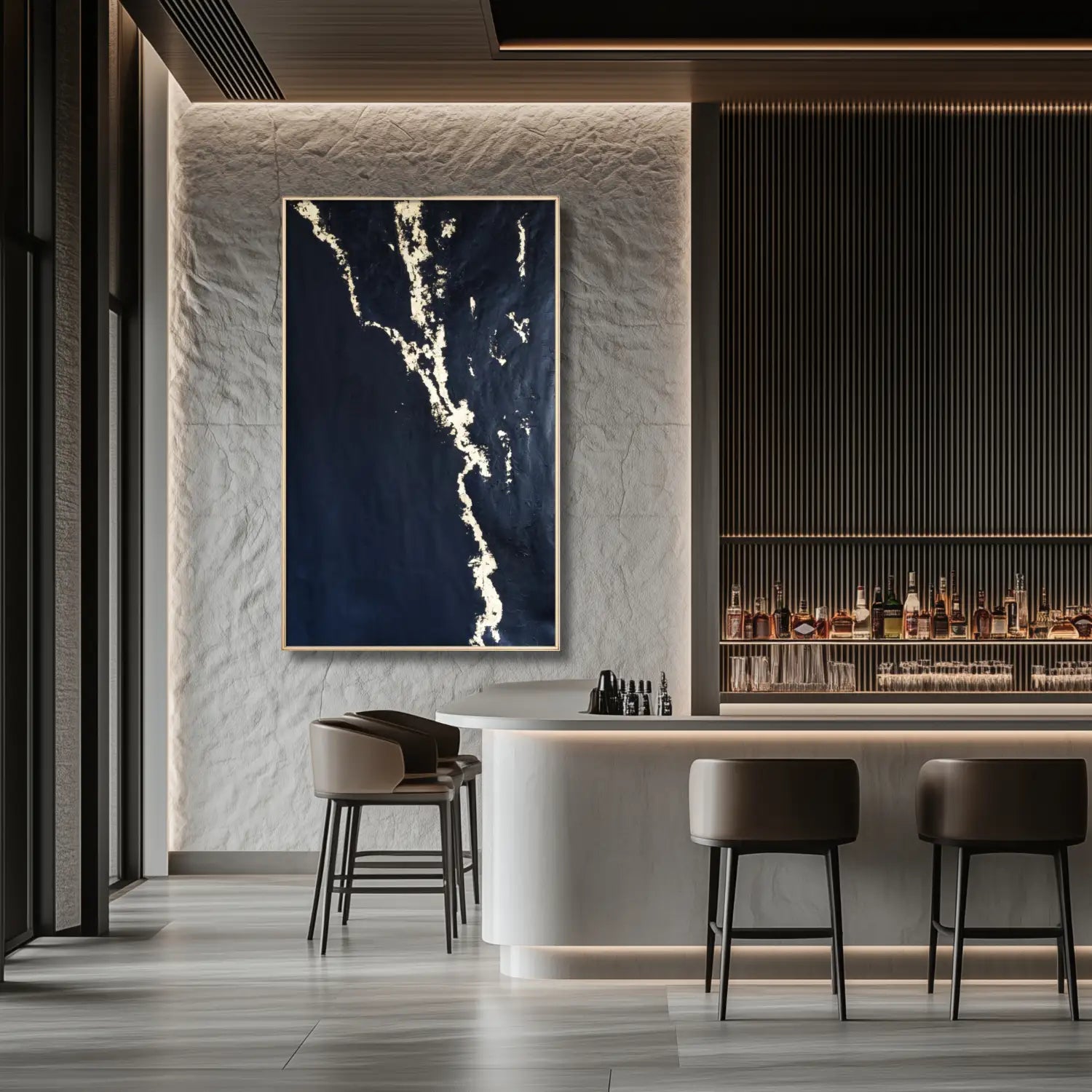 Prestige - hand painted modern black minimalist art with gold leaf