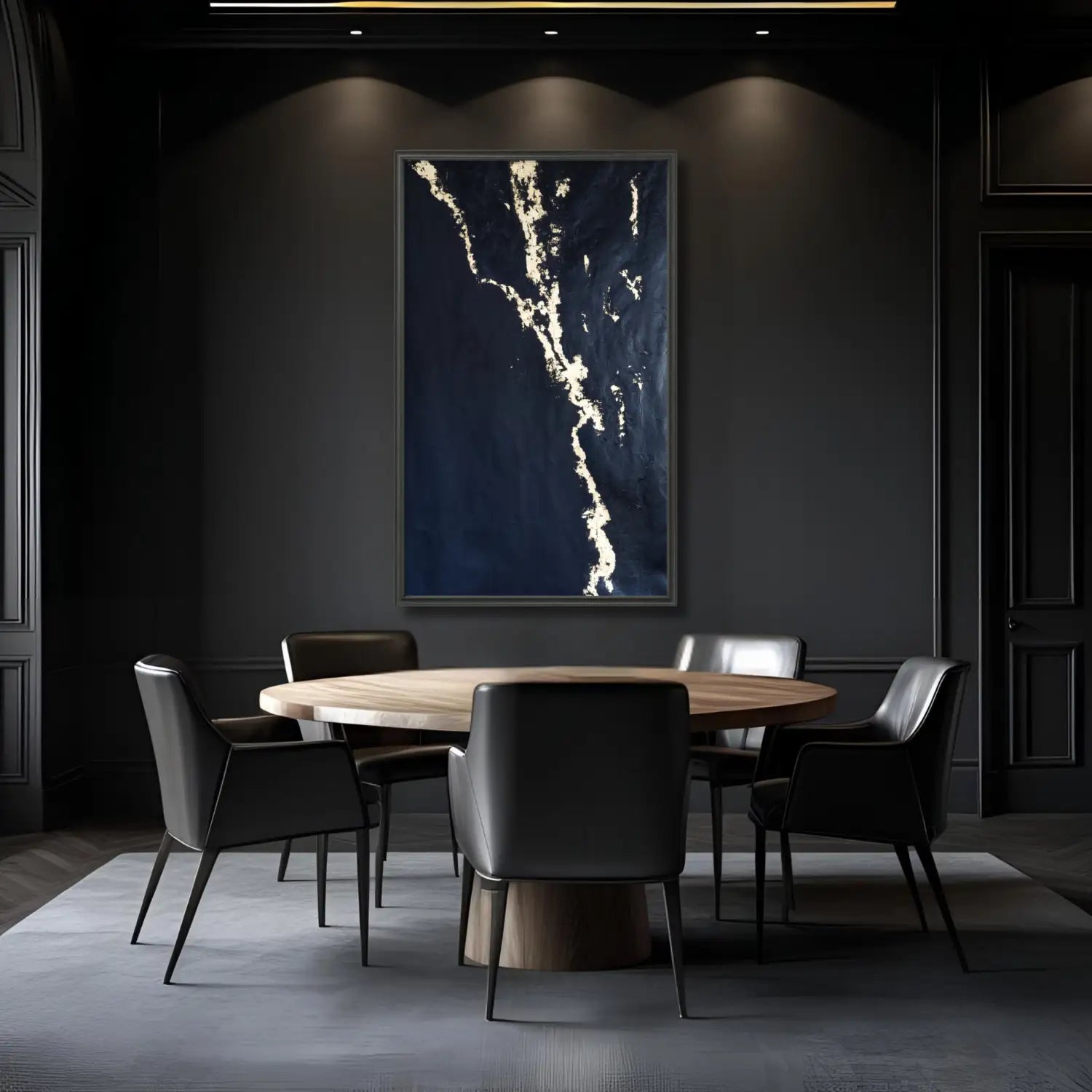 Prestige - hand painted modern black minimalist art with gold leaf