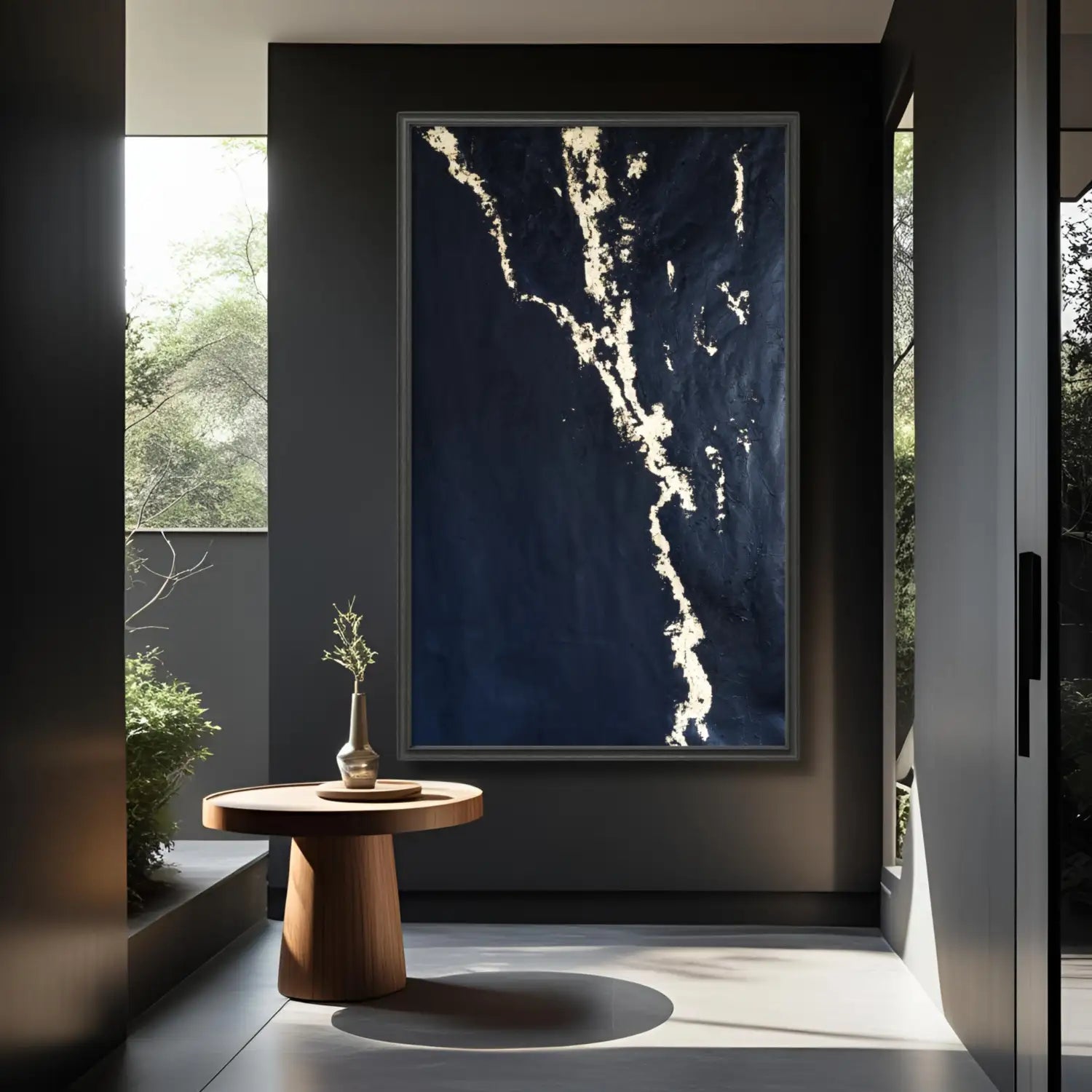 Prestige - hand painted modern black minimalist art with gold leaf