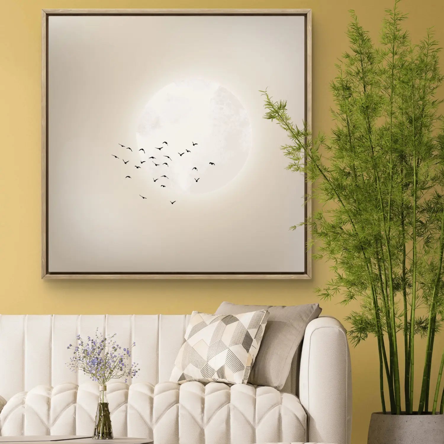 Drifting away - Neutral Japandi Canvas Wall Art Square