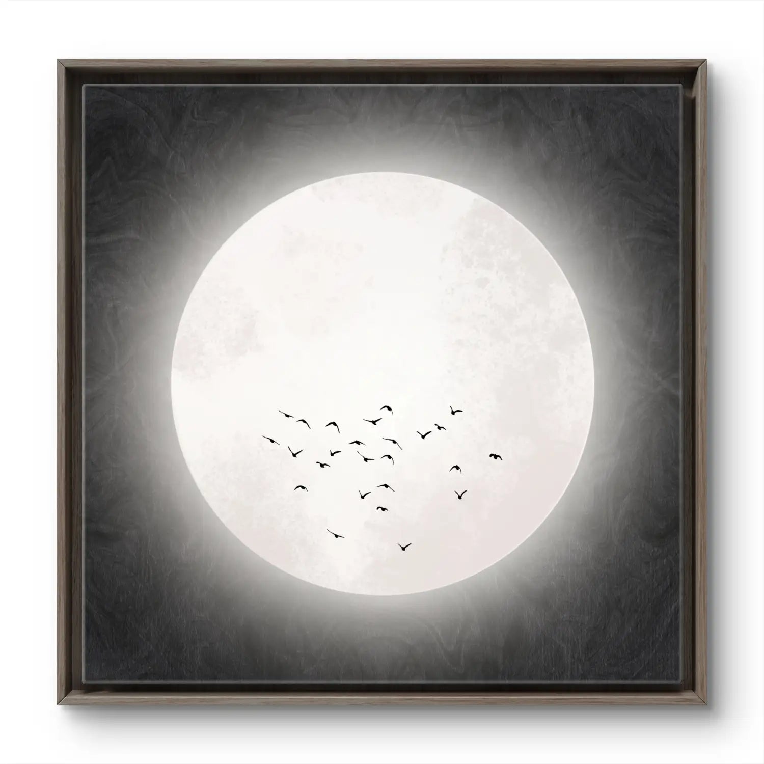 Drifting serenity - Black Japandi Moon Canvas Wall Art
