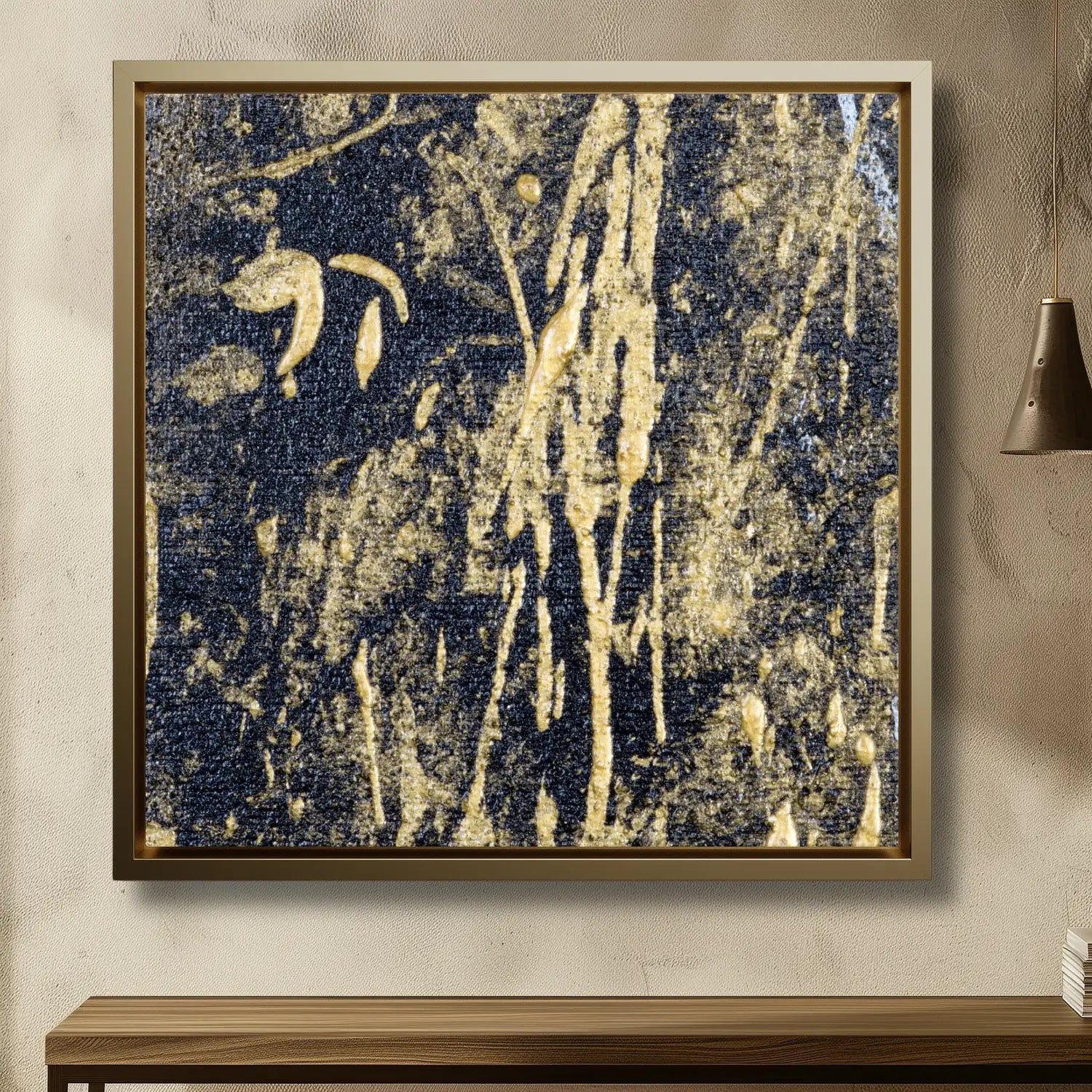 Noir Prosperity – gerahmte schwarze Leinwandkunst