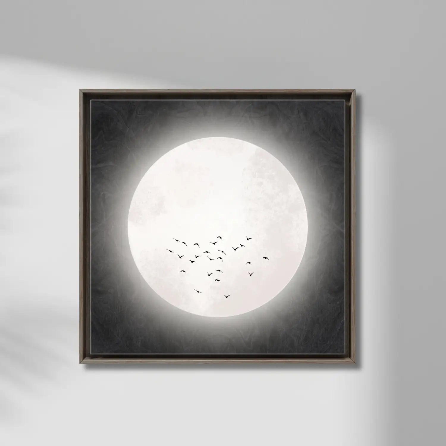 Drifting serenity - Black Japandi Moon Canvas Wall Art