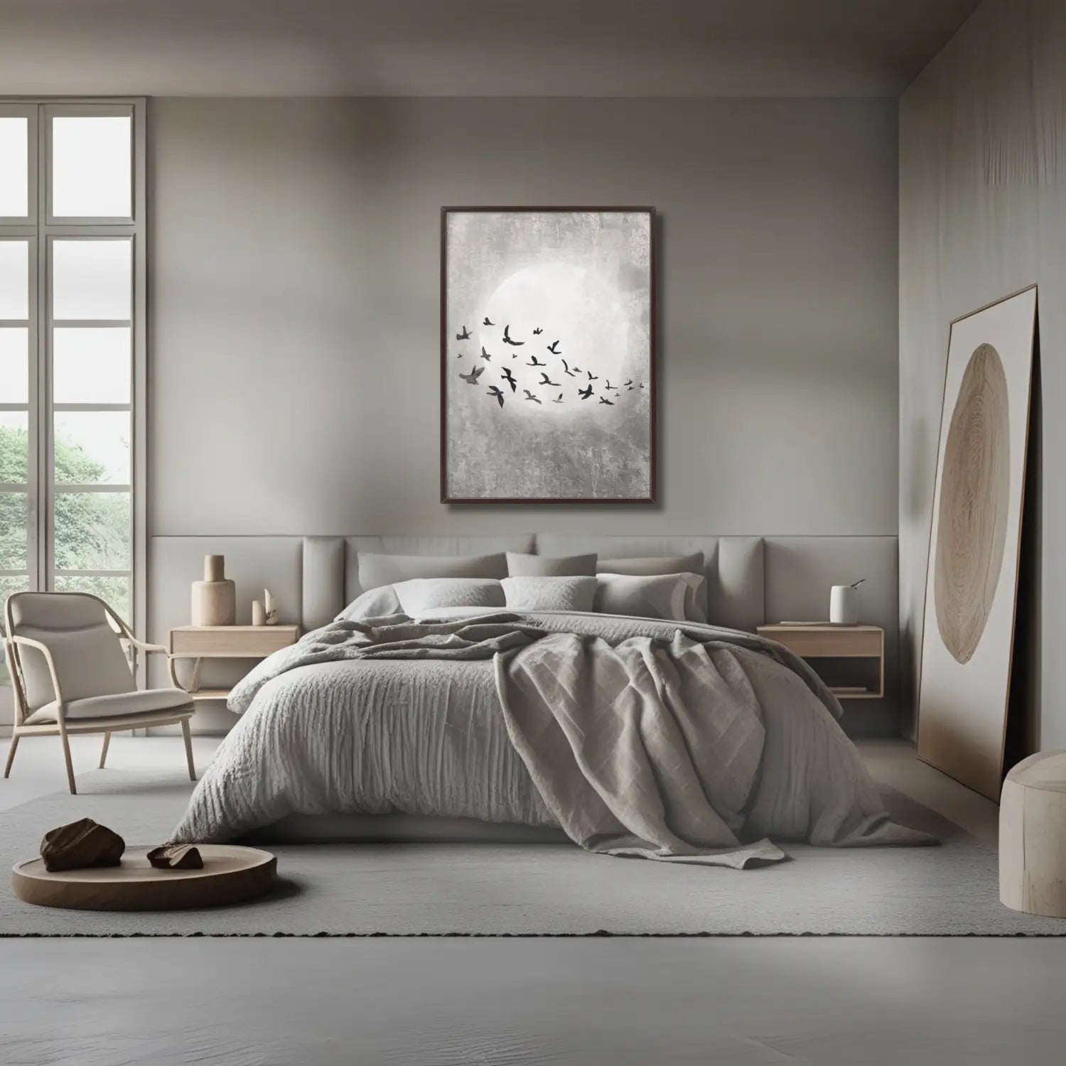 Elegancia discreta: obra de arte en beige y malva