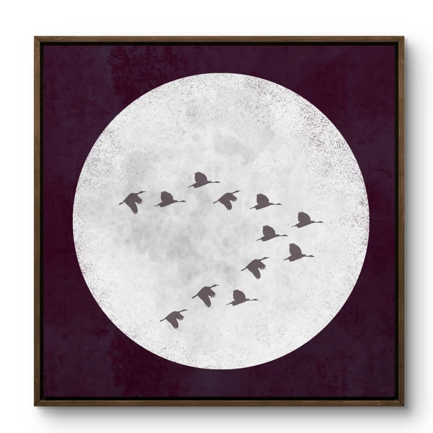 Beyond contemplation - Burgundy Japandi Moon Canvas Print Art