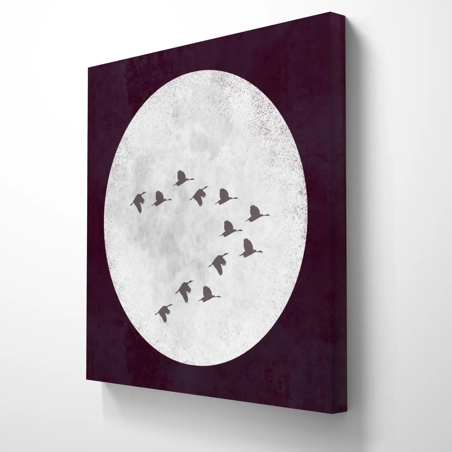 Beyond contemplation - Burgundy Japandi Moon Canvas Print Art