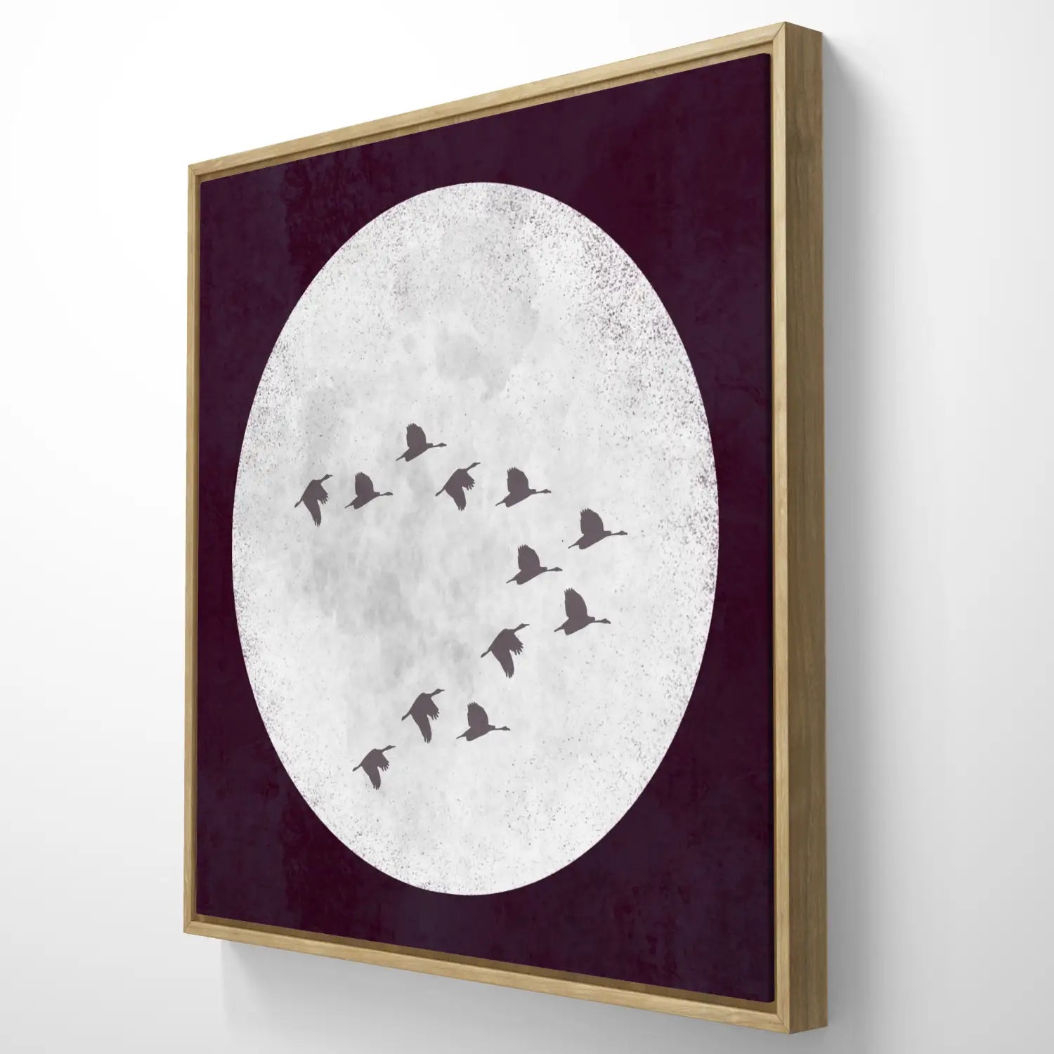 Beyond contemplation - Burgundy Japandi Moon Canvas Print Art
