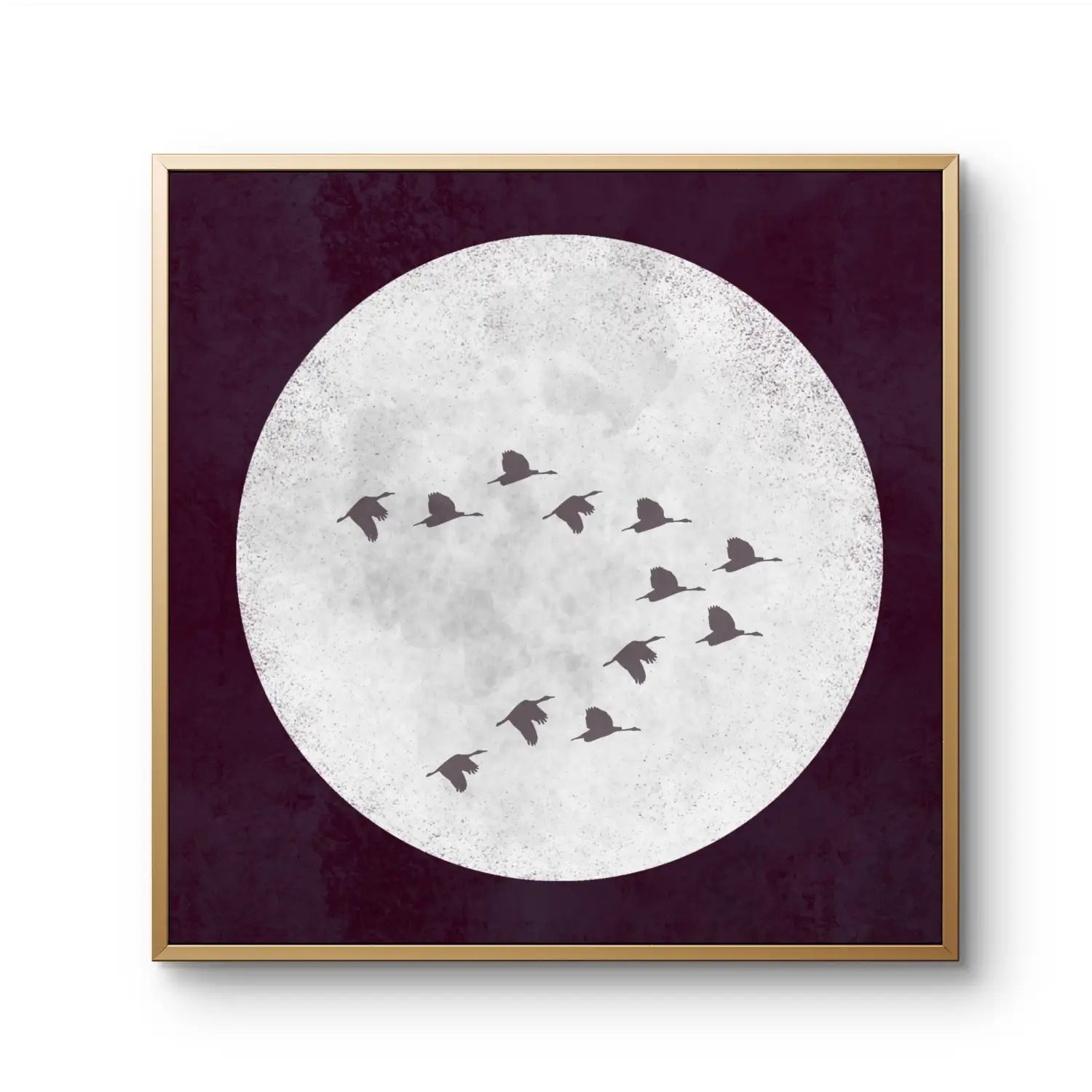 Beyond contemplation - Burgundy Japandi Moon Canvas Print Art