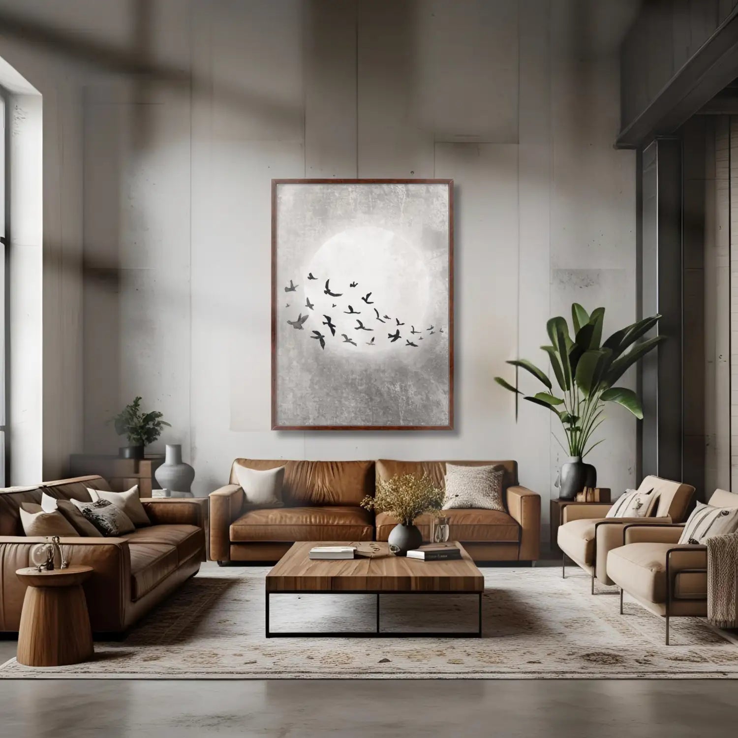 Elegancia discreta: obra de arte en beige y malva