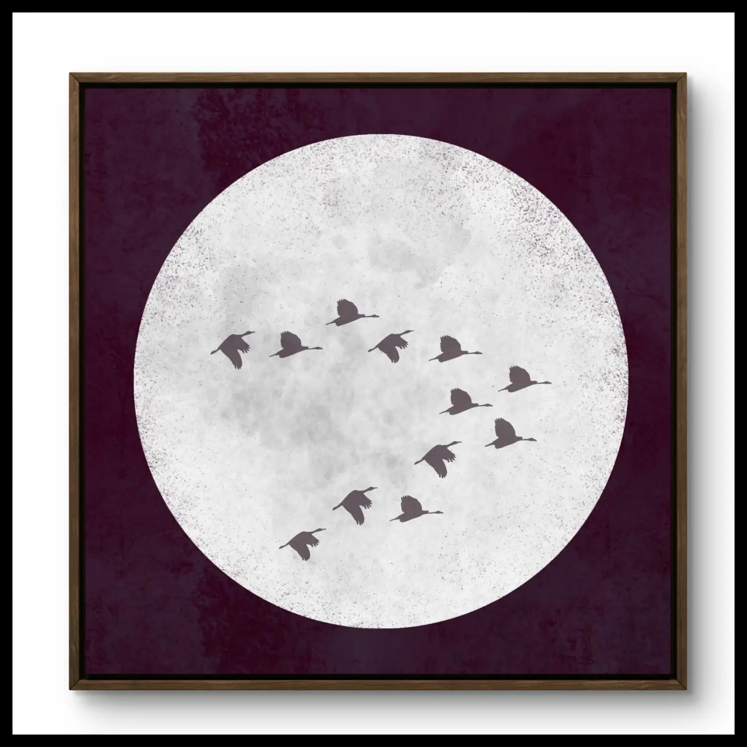 Beyond contemplation - Burgundy Japandi Moon Canvas Print Art