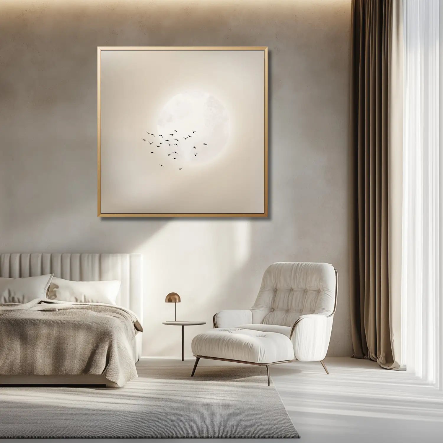 Drifting away - Neutral Japandi Canvas Wall Art Square