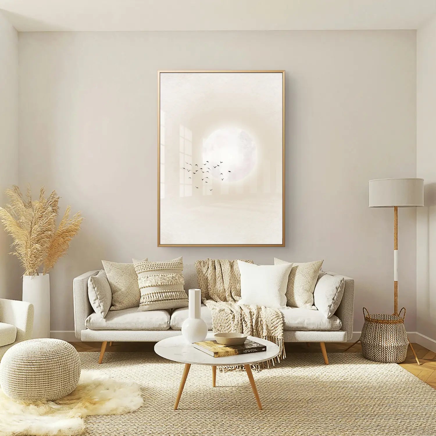 Elegancia discreta: obra de arte en beige y malva