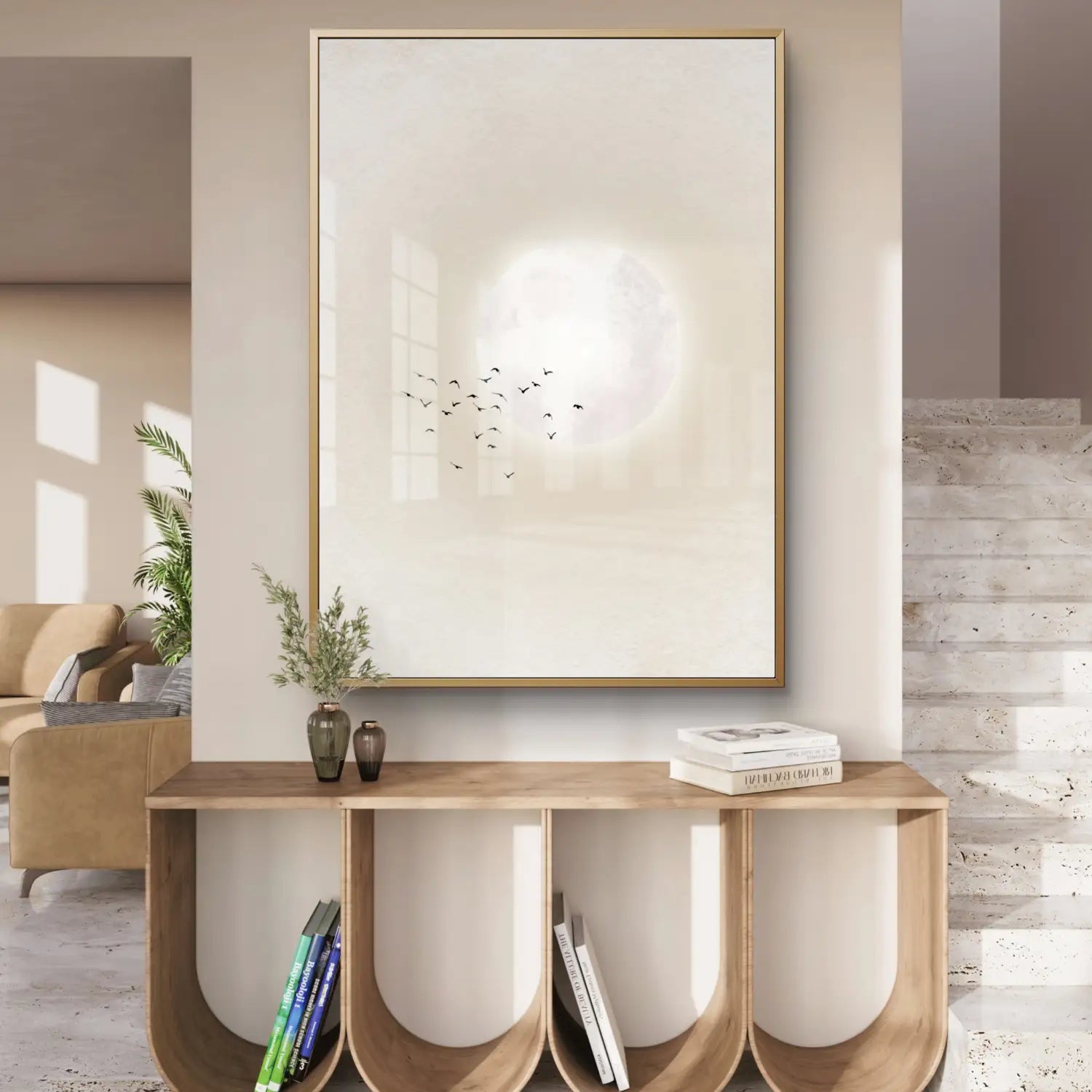 Elegancia discreta: obra de arte en beige y malva