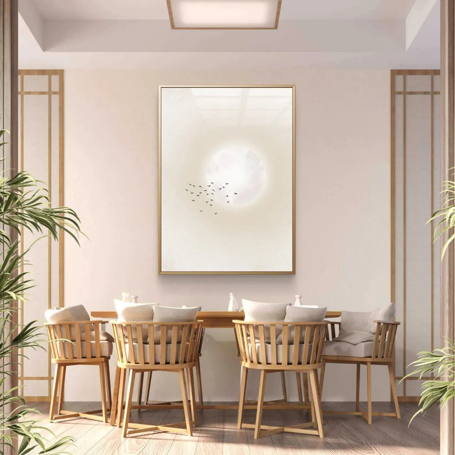 Elegancia discreta: obra de arte en beige y malva