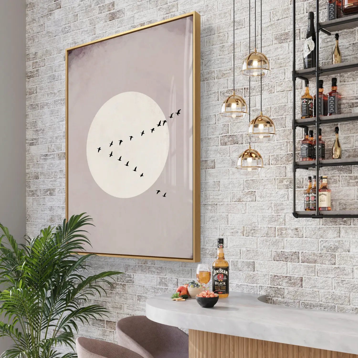 Elegancia discreta: obra de arte en beige y malva