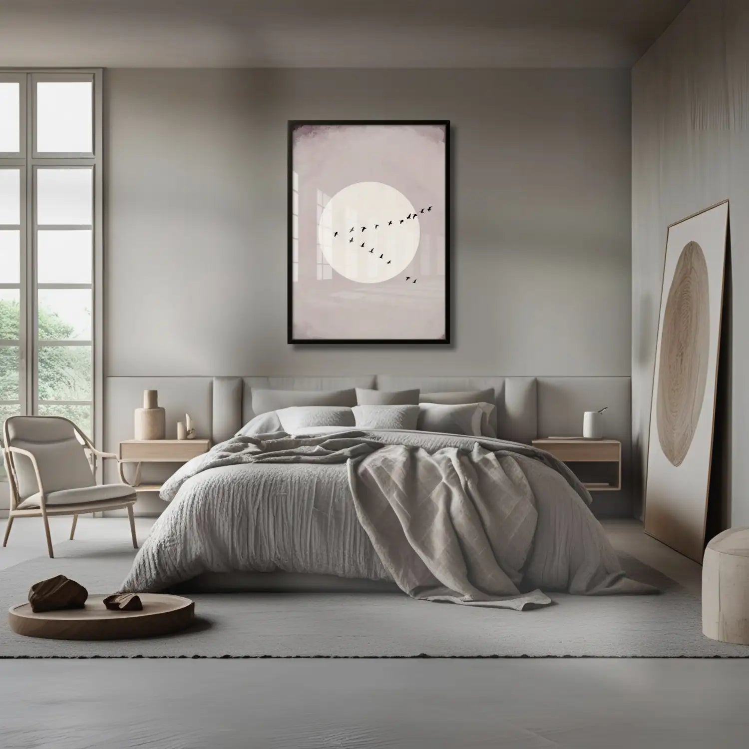 Elegancia discreta: obra de arte en beige y malva