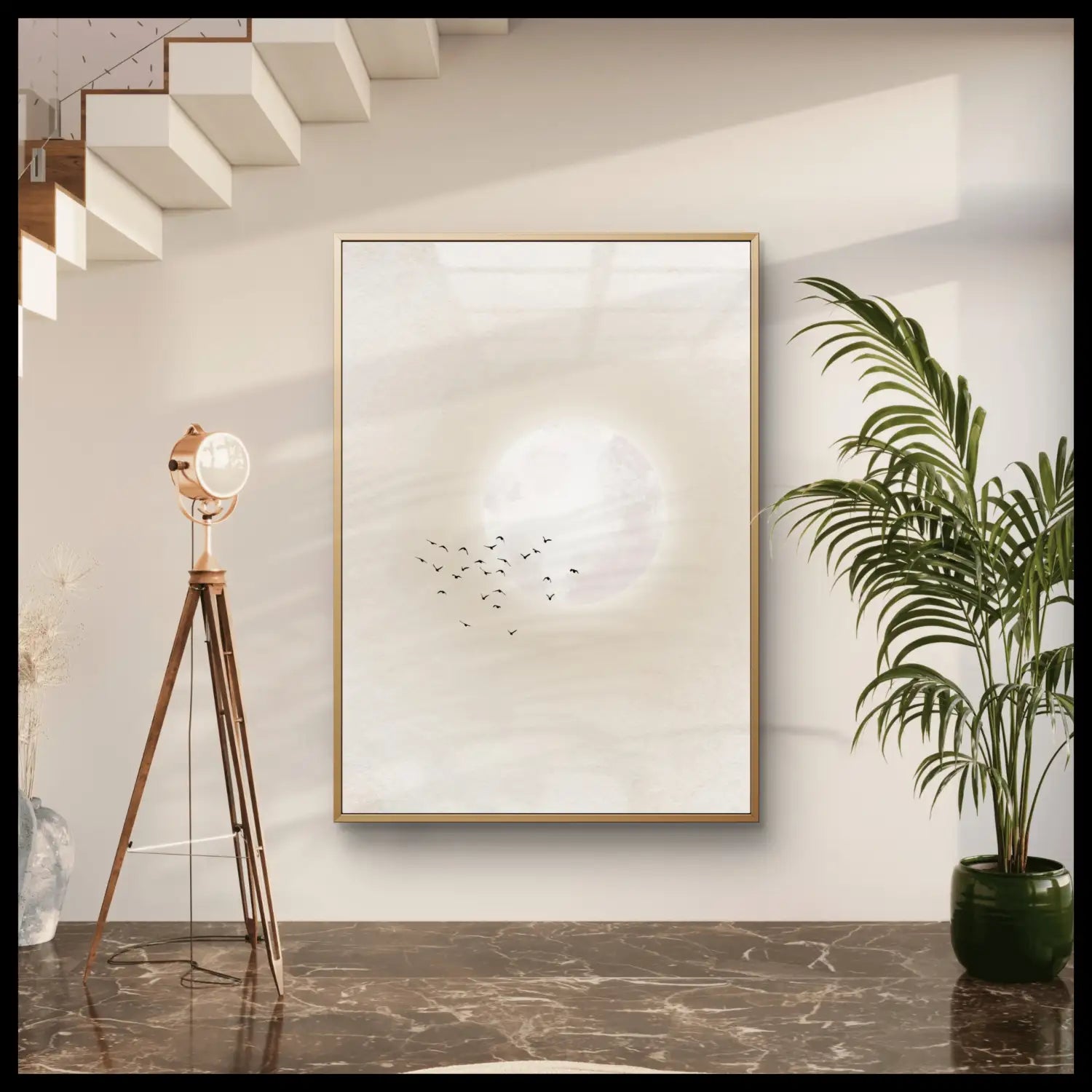 Elegancia discreta: obra de arte en beige y malva