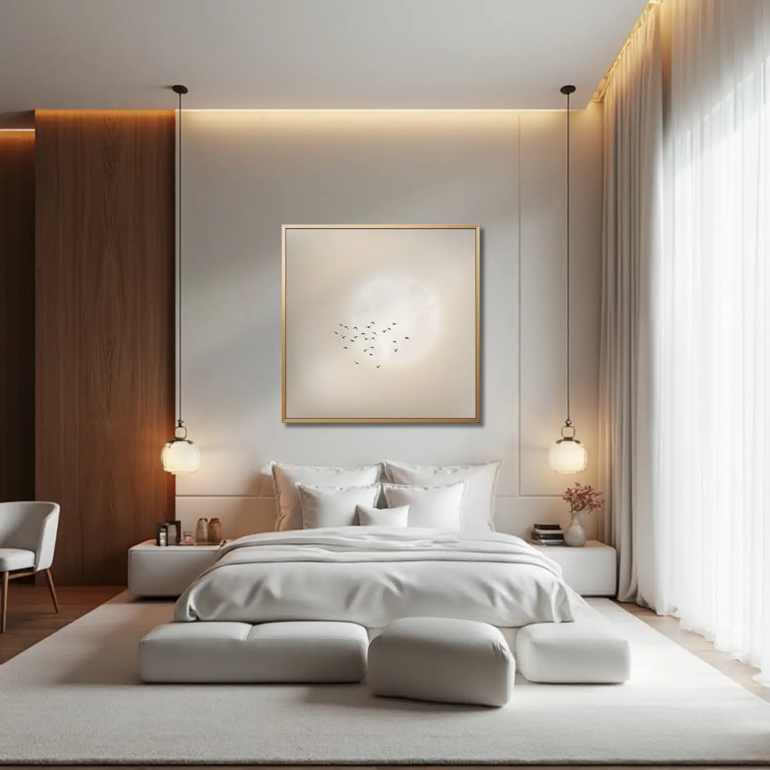 Drifting away - Neutral Japandi Canvas Wall Art Square