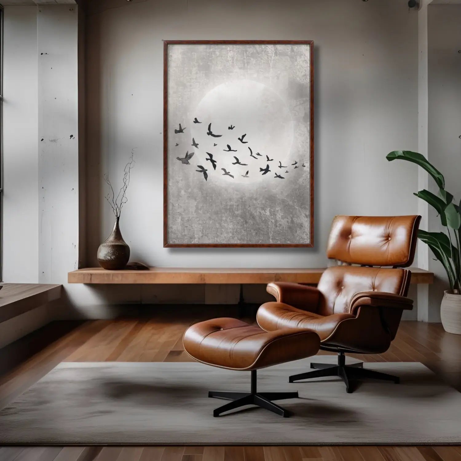 Elegancia discreta: obra de arte en beige y malva