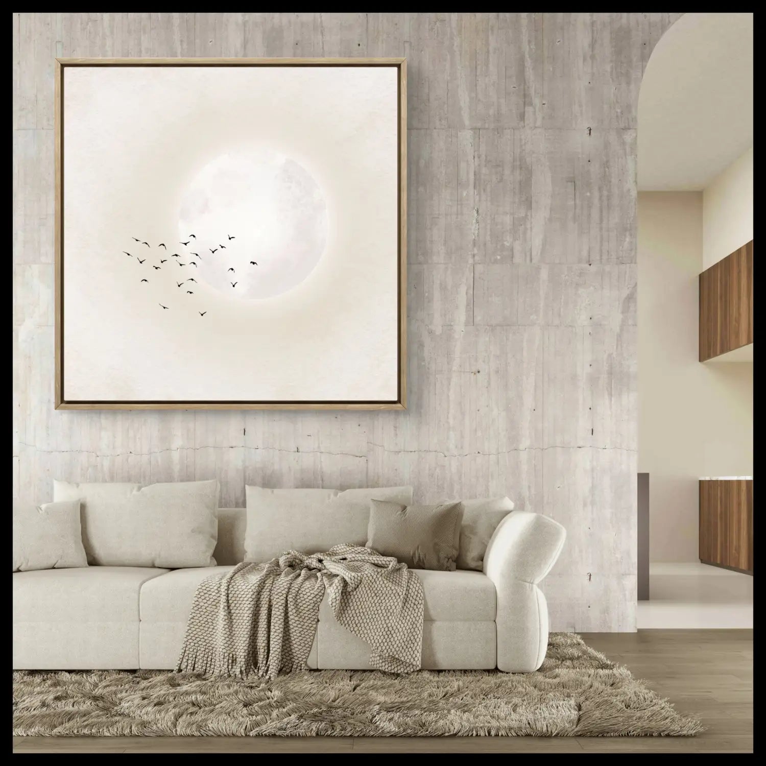 Drifting beyond - Neutral Japandi Canvas Giclee Print