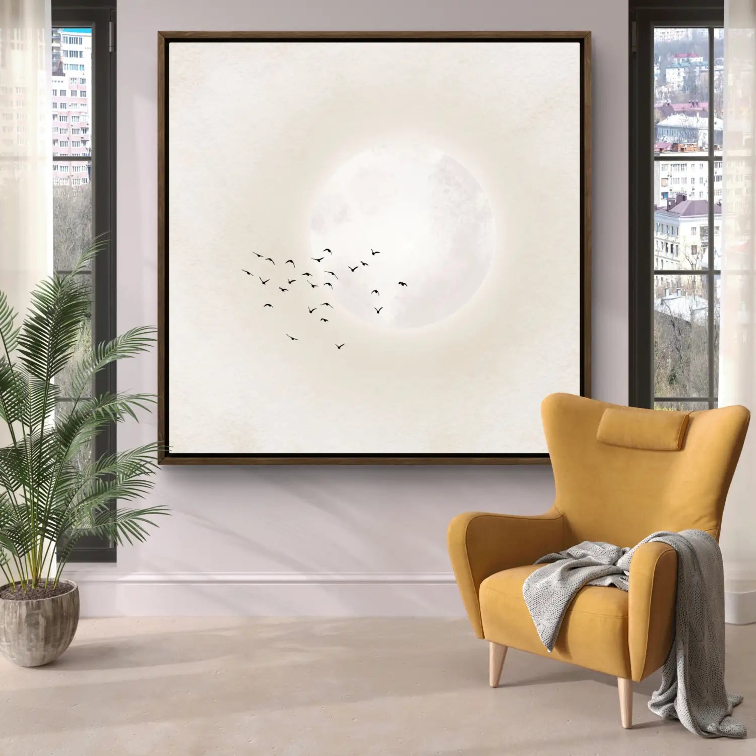 Drifting beyond - Neutral Japandi Canvas Giclee Print