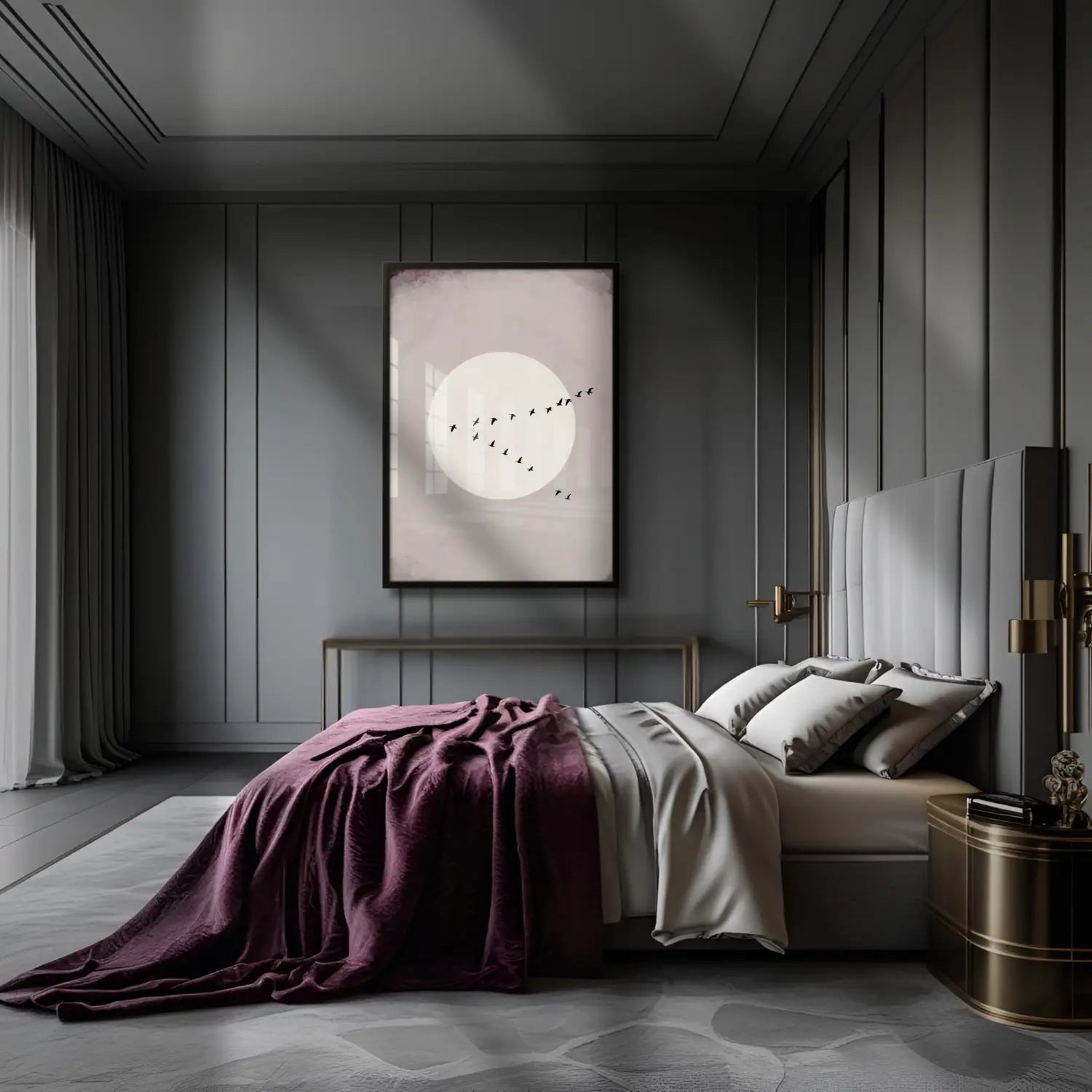 Elegancia discreta: obra de arte en beige y malva
