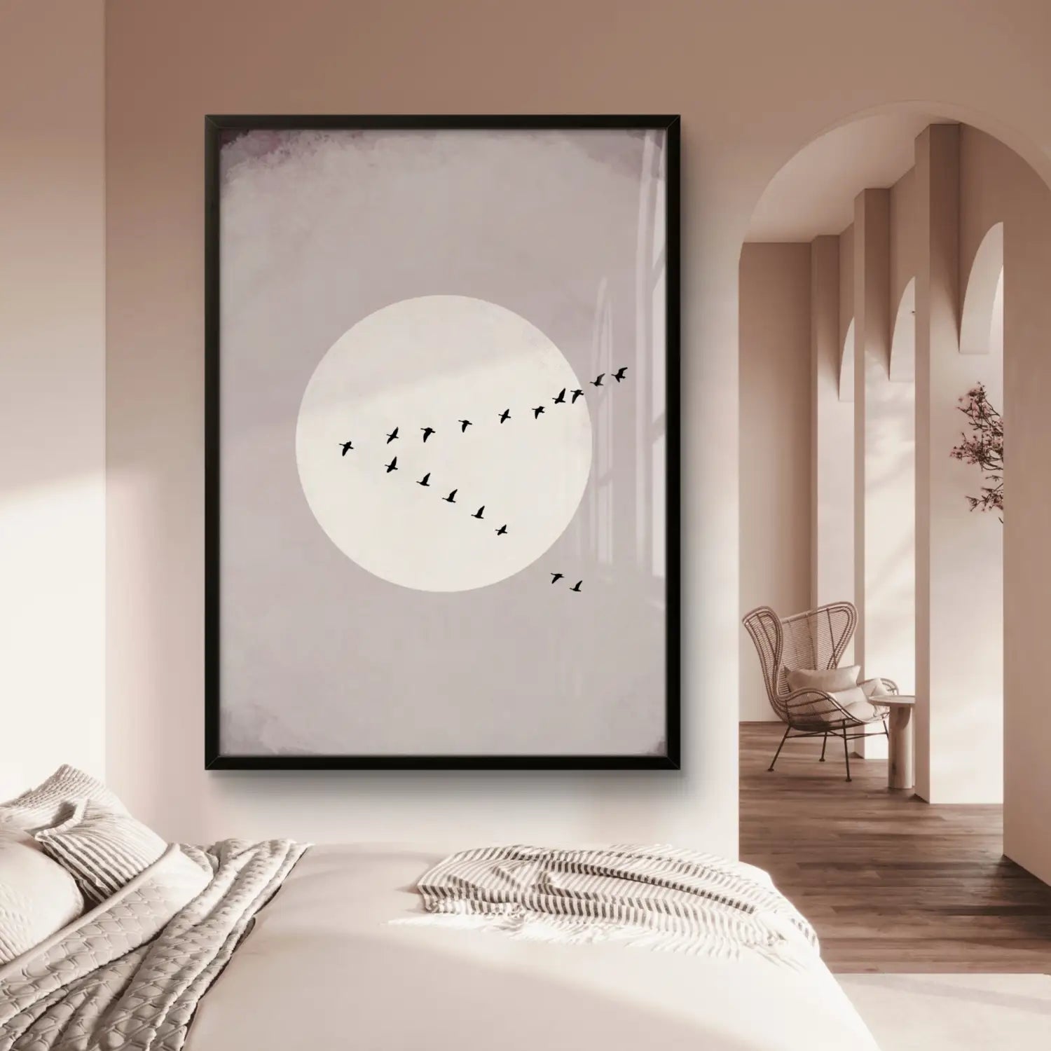 Elegancia discreta: obra de arte en beige y malva