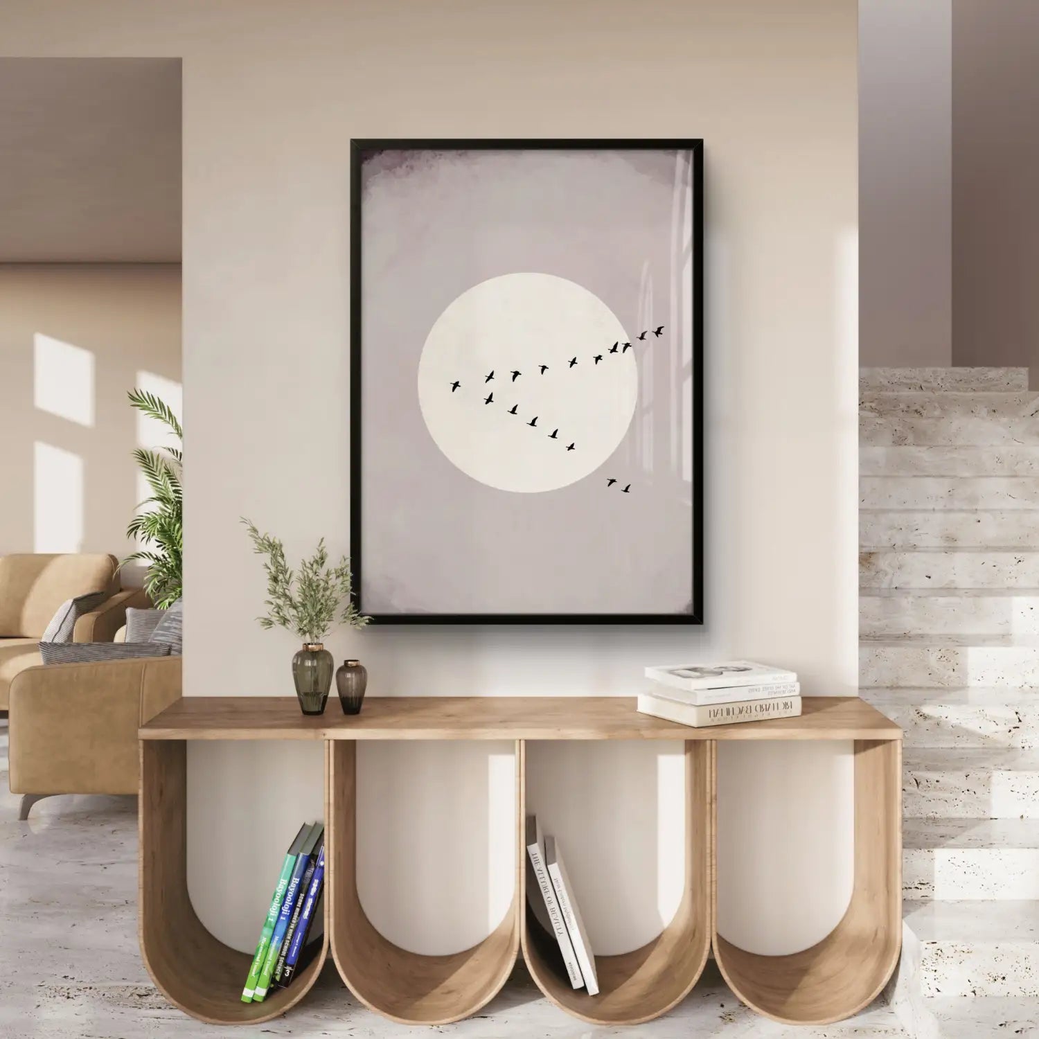 Elegancia discreta: obra de arte en beige y malva
