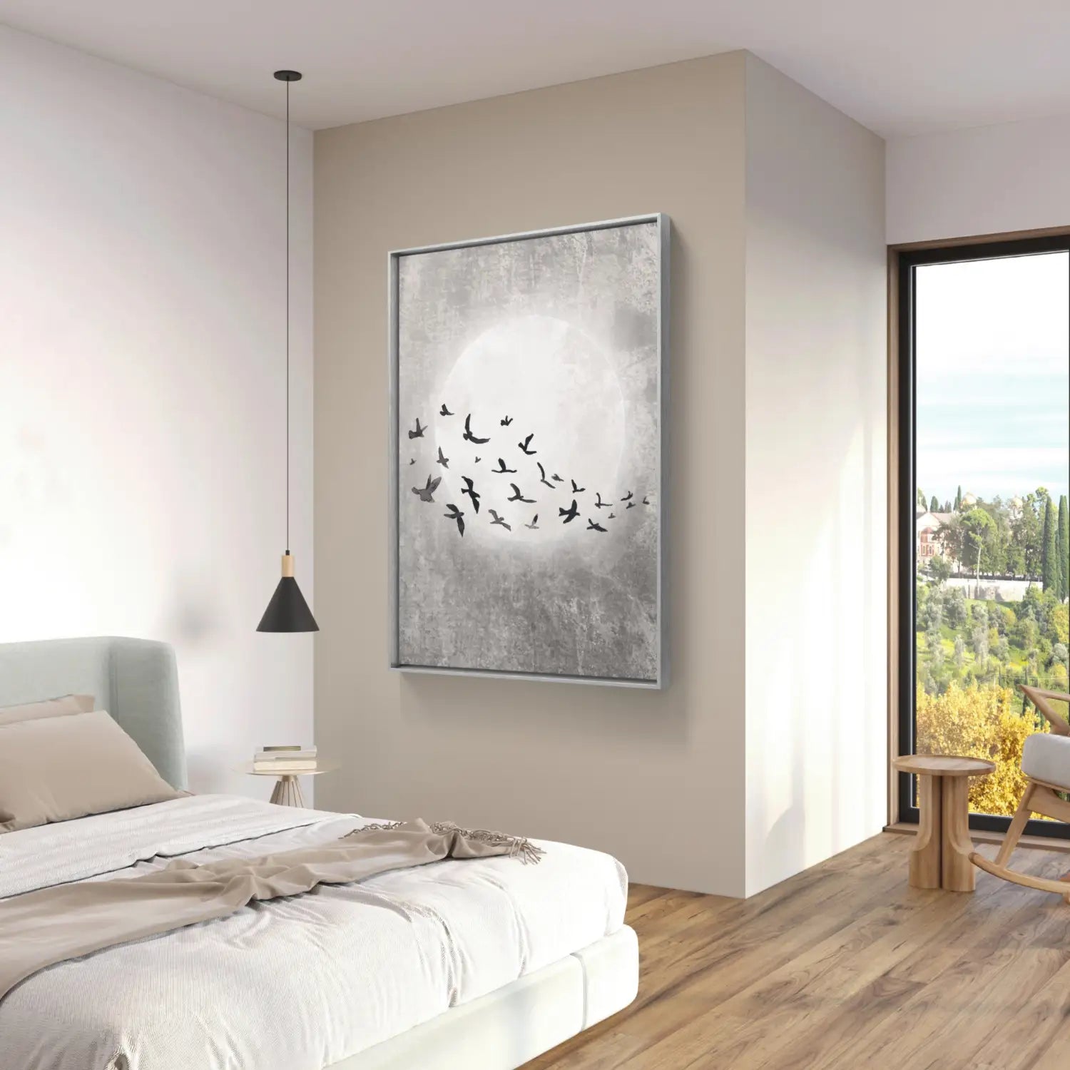 Elegancia discreta: obra de arte en beige y malva