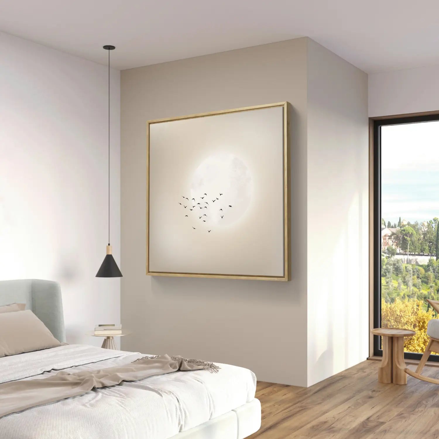 Drifting away - Neutral Japandi Canvas Wall Art Square