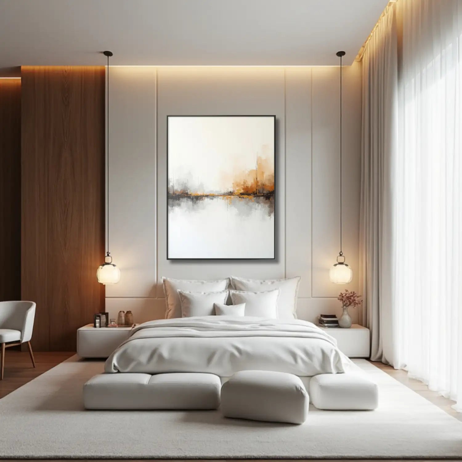 Shadows and Whispers - Abstract landscape in brown and orange digital art