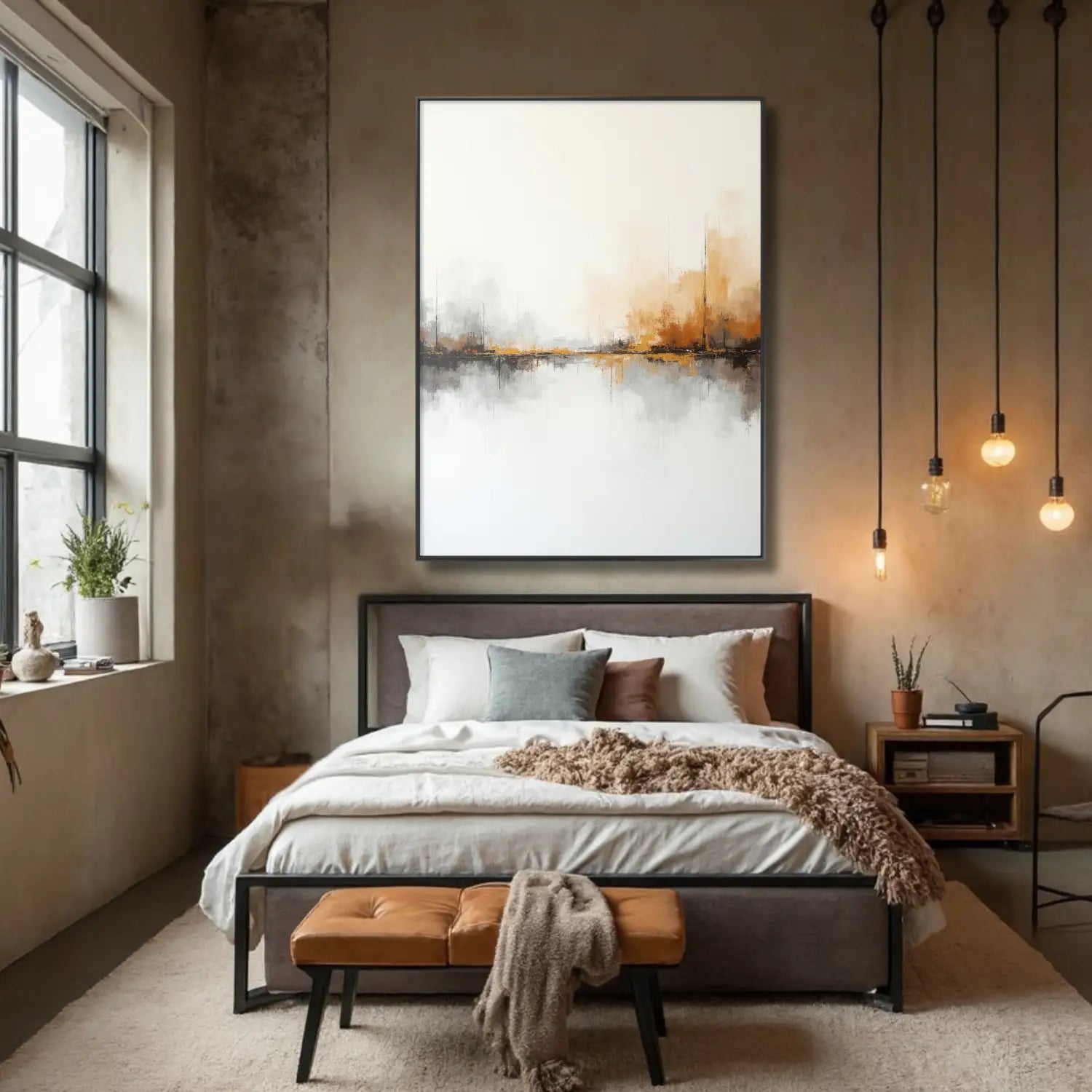 Shadows and Whispers - Abstract landscape in brown and orange digital art