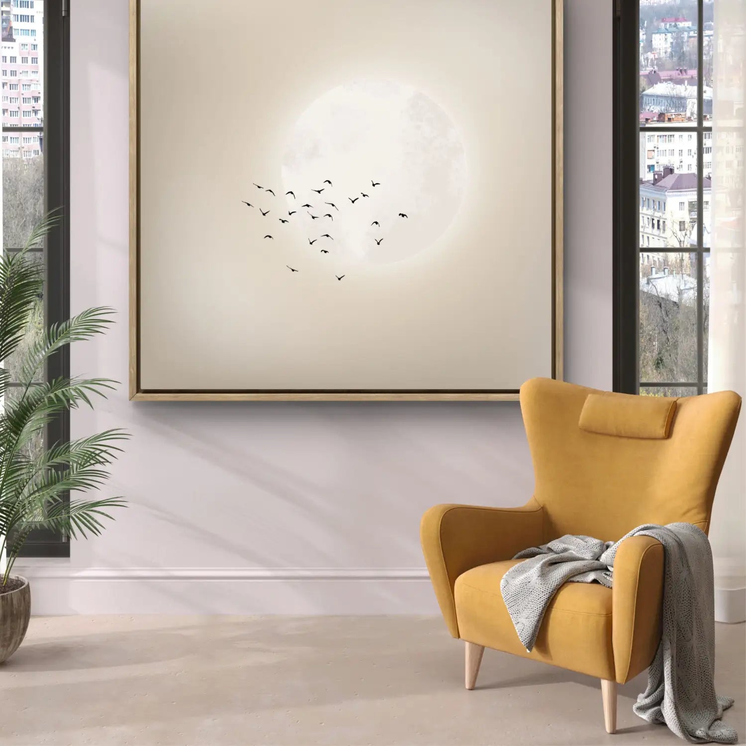 Drifting away - Neutral Japandi Canvas Wall Art Square