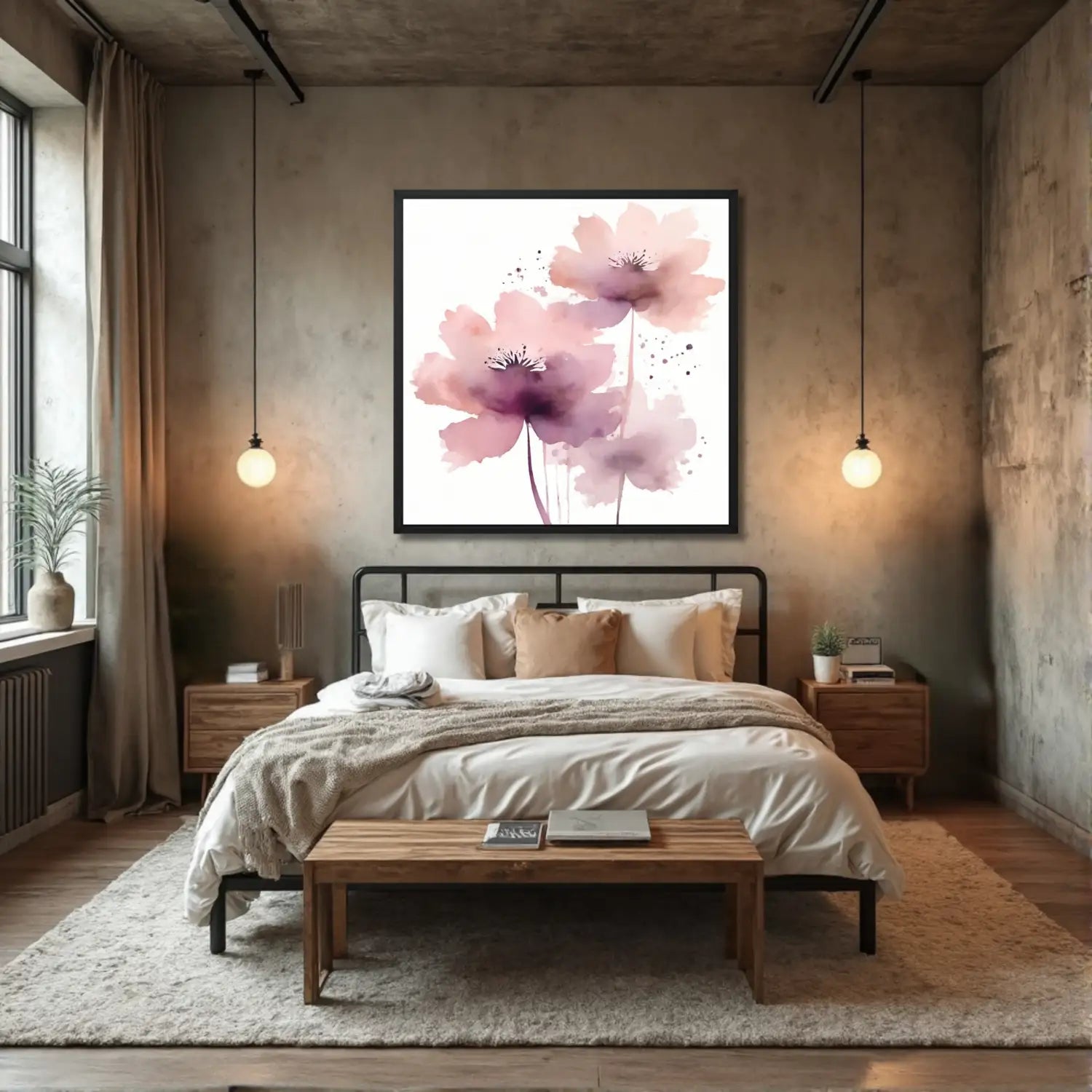 Awakening I - Modern floral canvas art for cosy bedroom