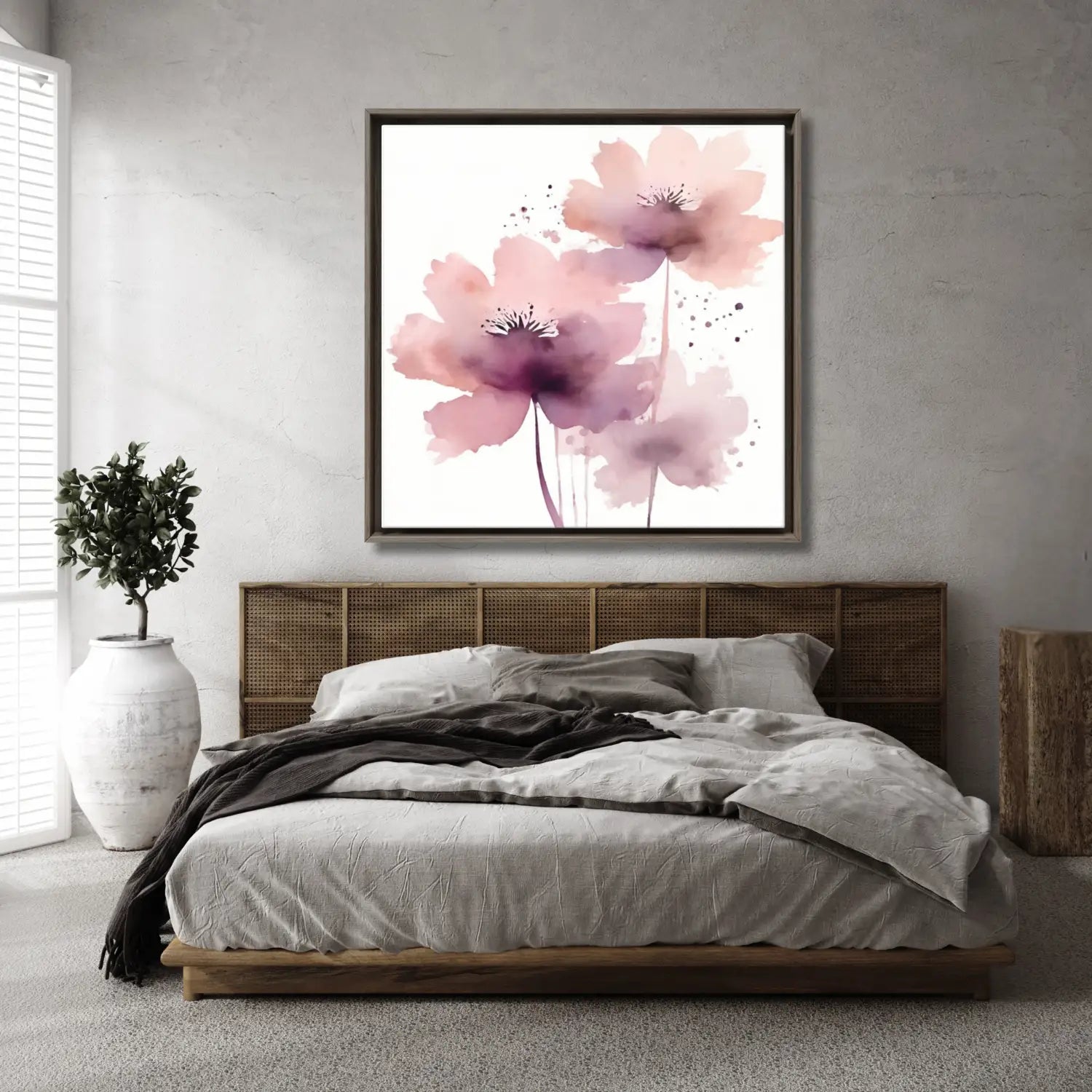 Awakening I - Modern floral canvas art for cosy bedroom