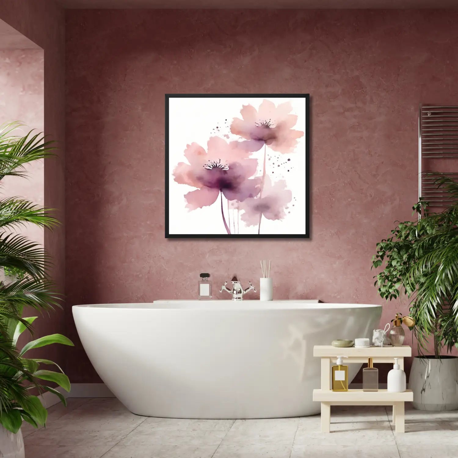 Awakening I - Modern floral canvas art for cosy bedroom