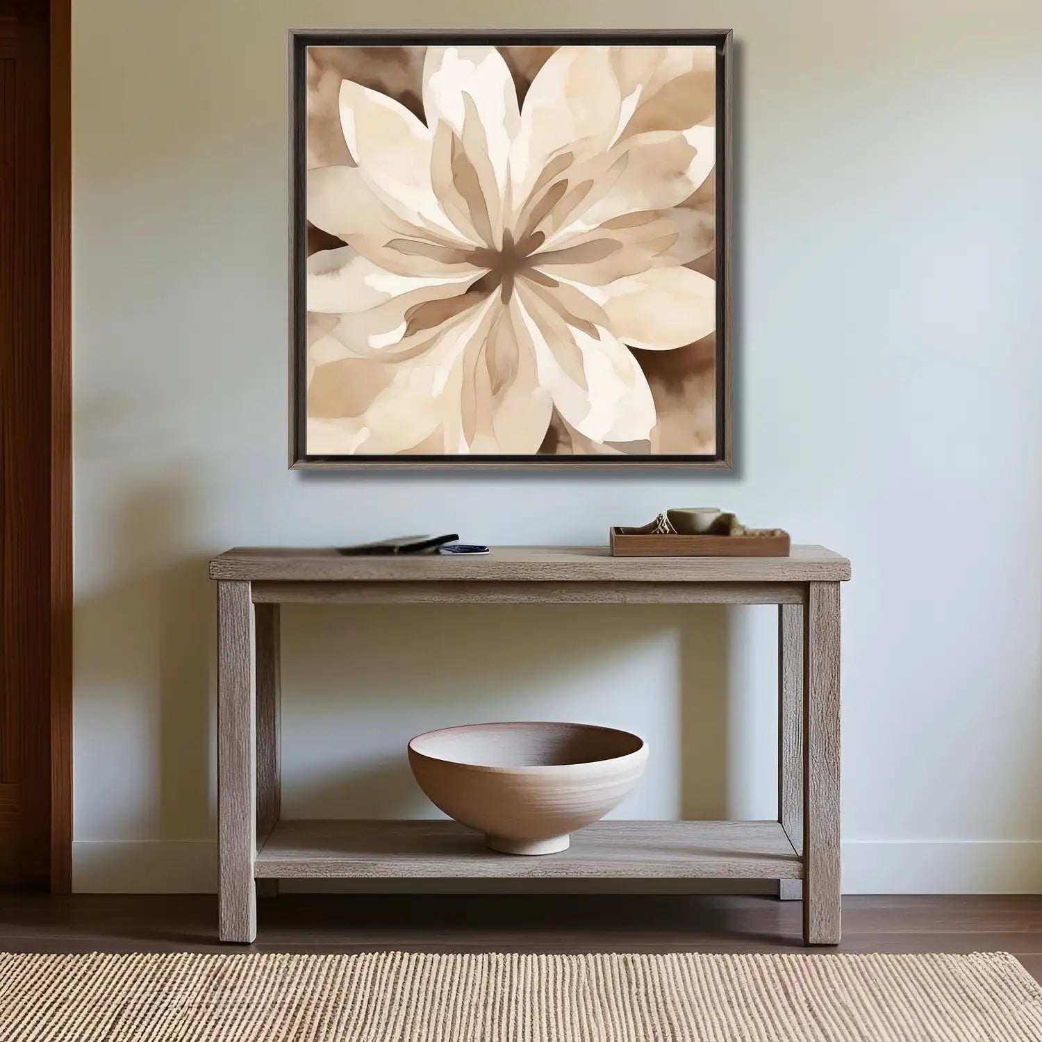 Bloom - Flower canvas art in beige