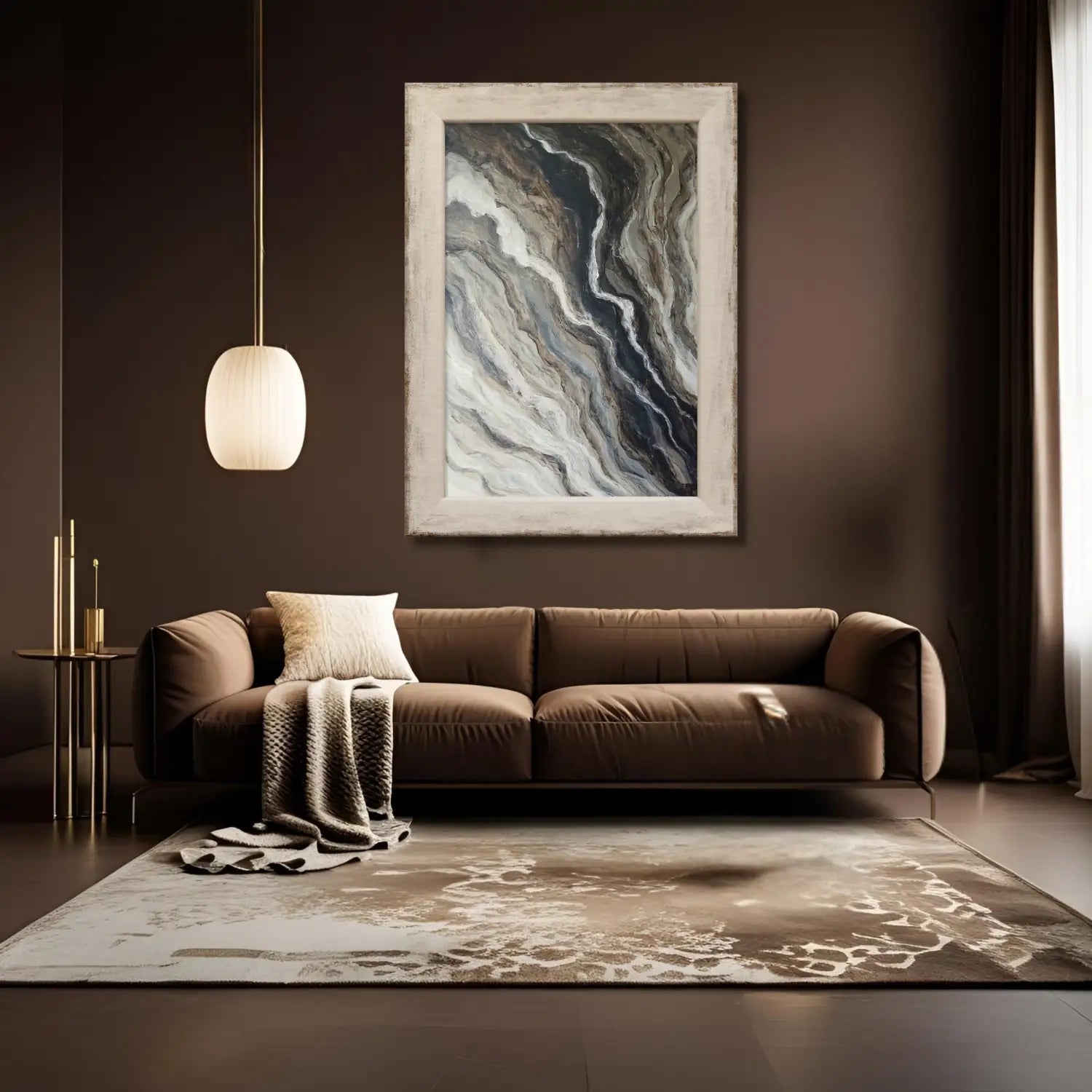 The Unfolding - modern abstract painting in brown