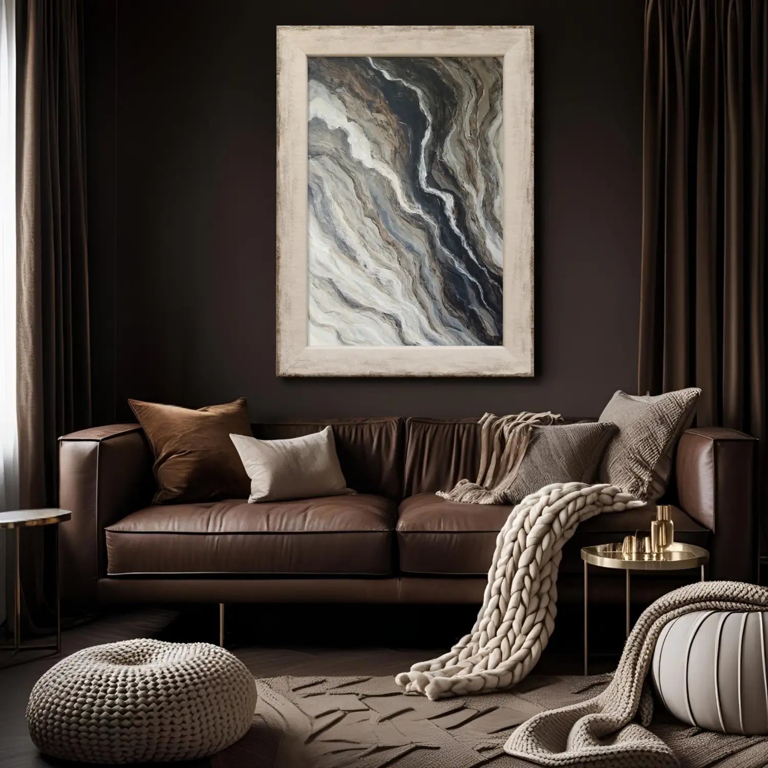 The Unfolding - modern abstract painting in brown