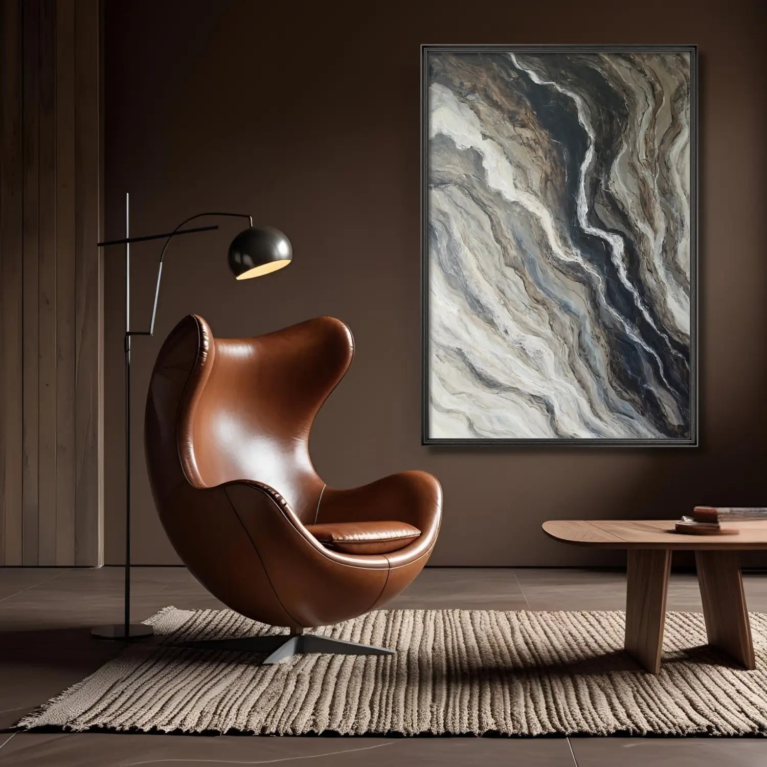 The Unfolding - modern abstract painting in brown