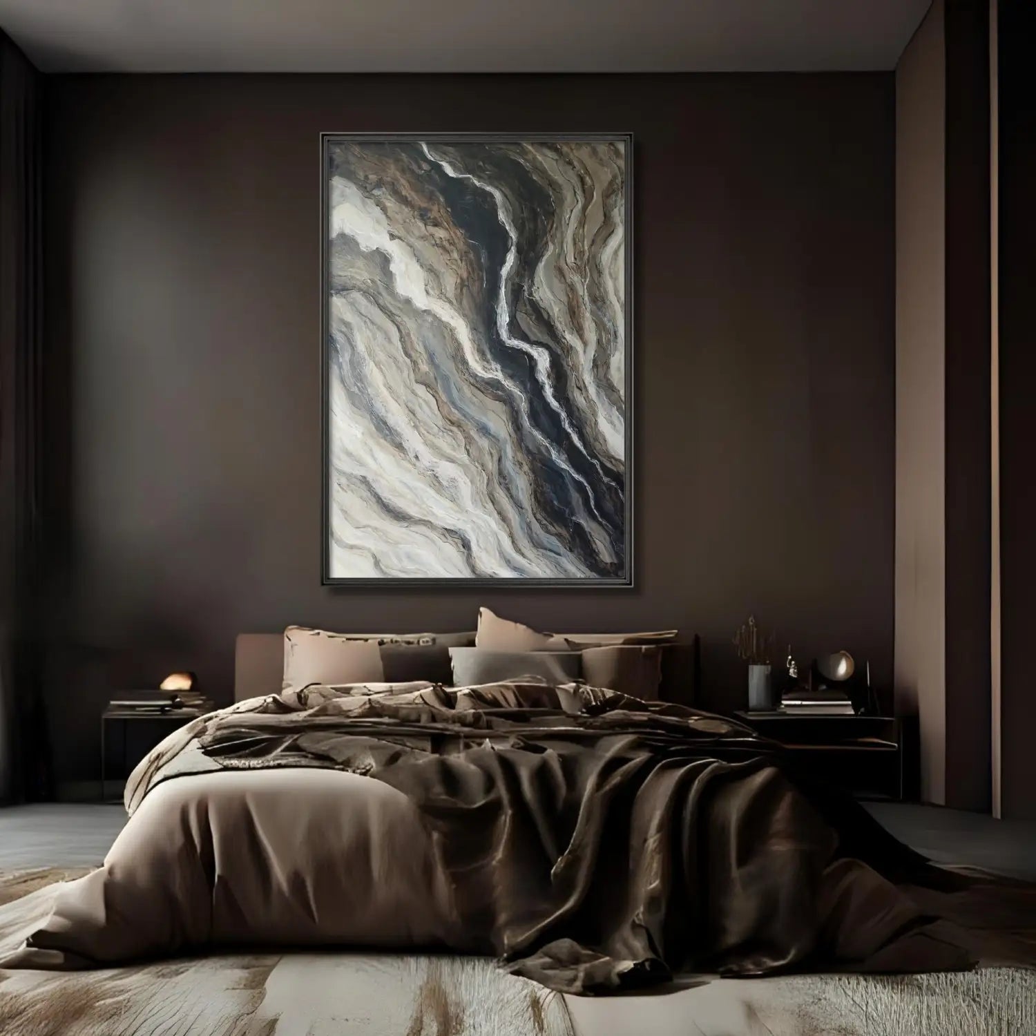 The Unfolding - modern abstract painting in brown