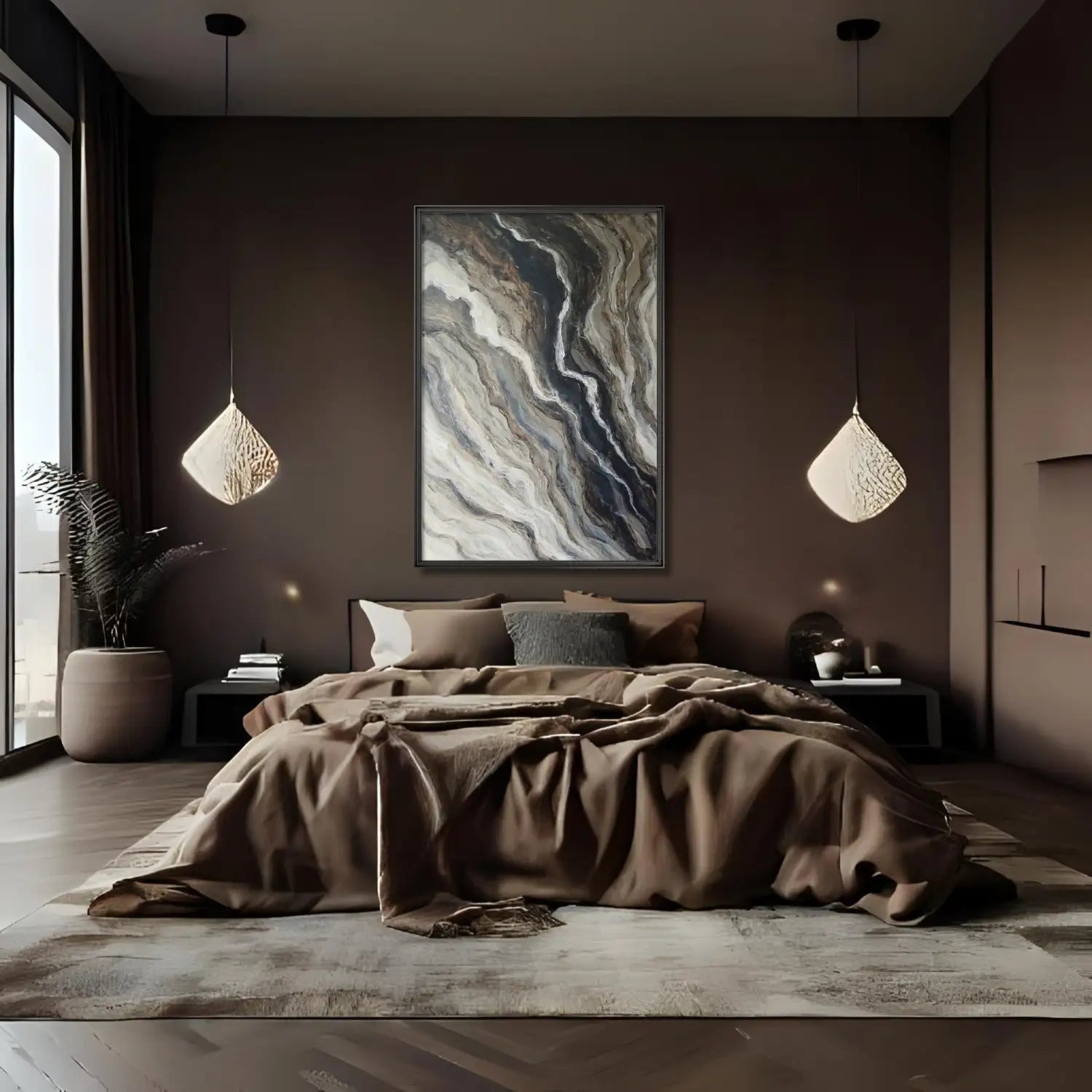 The Unfolding - modern abstract painting in brown