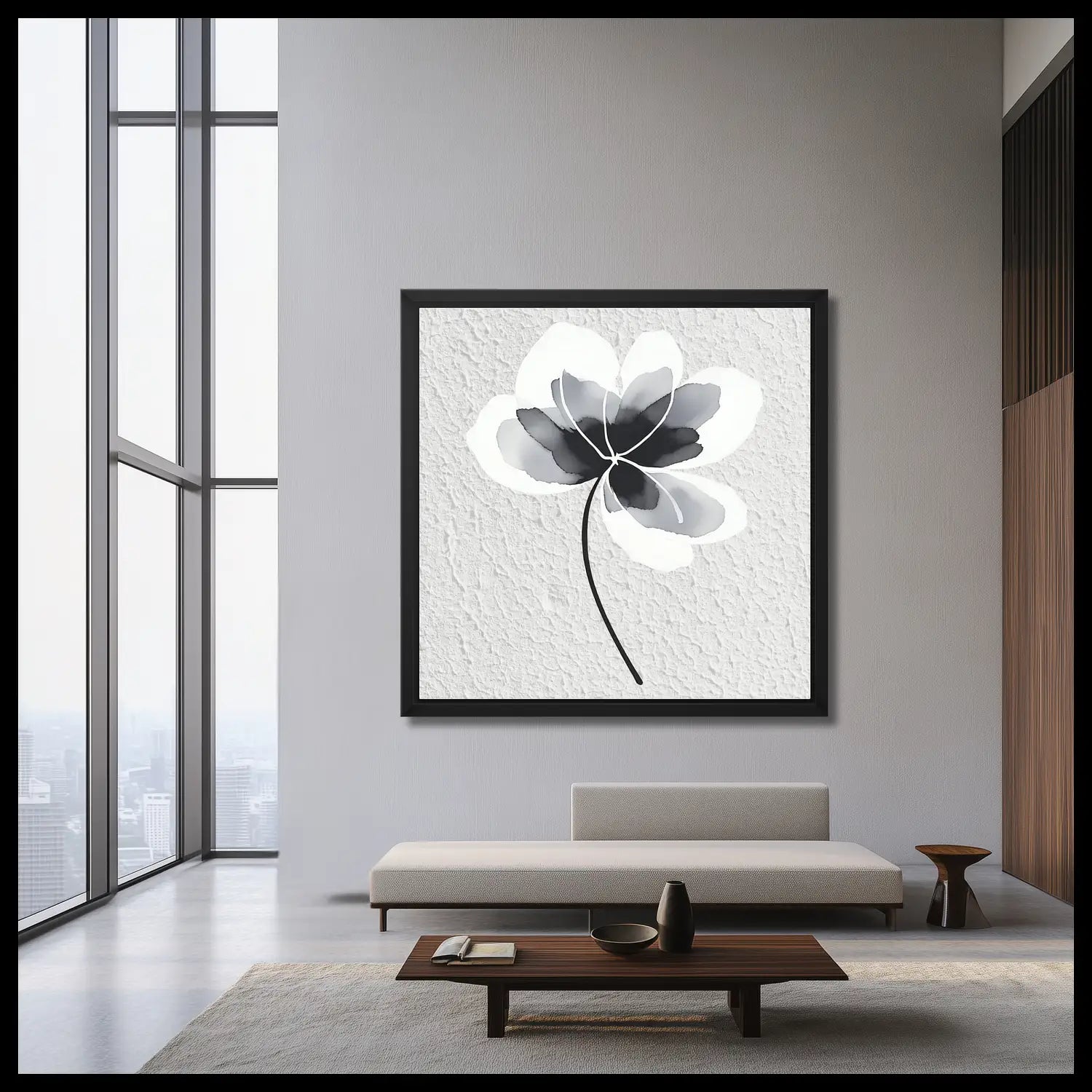 Impermanent - Floral black and white canvas wall art