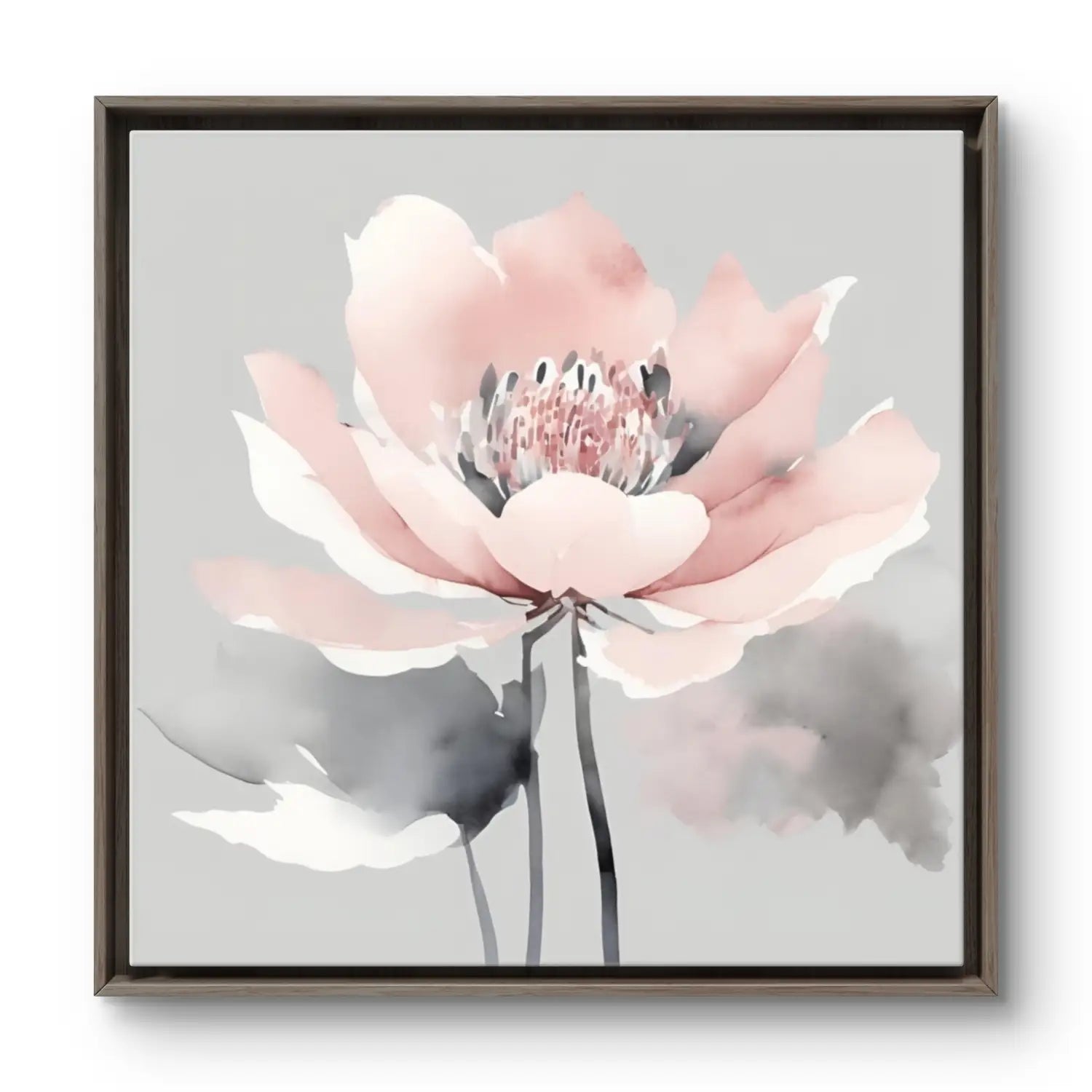 Nordic Blossom - Modern canvas art in grey and pink