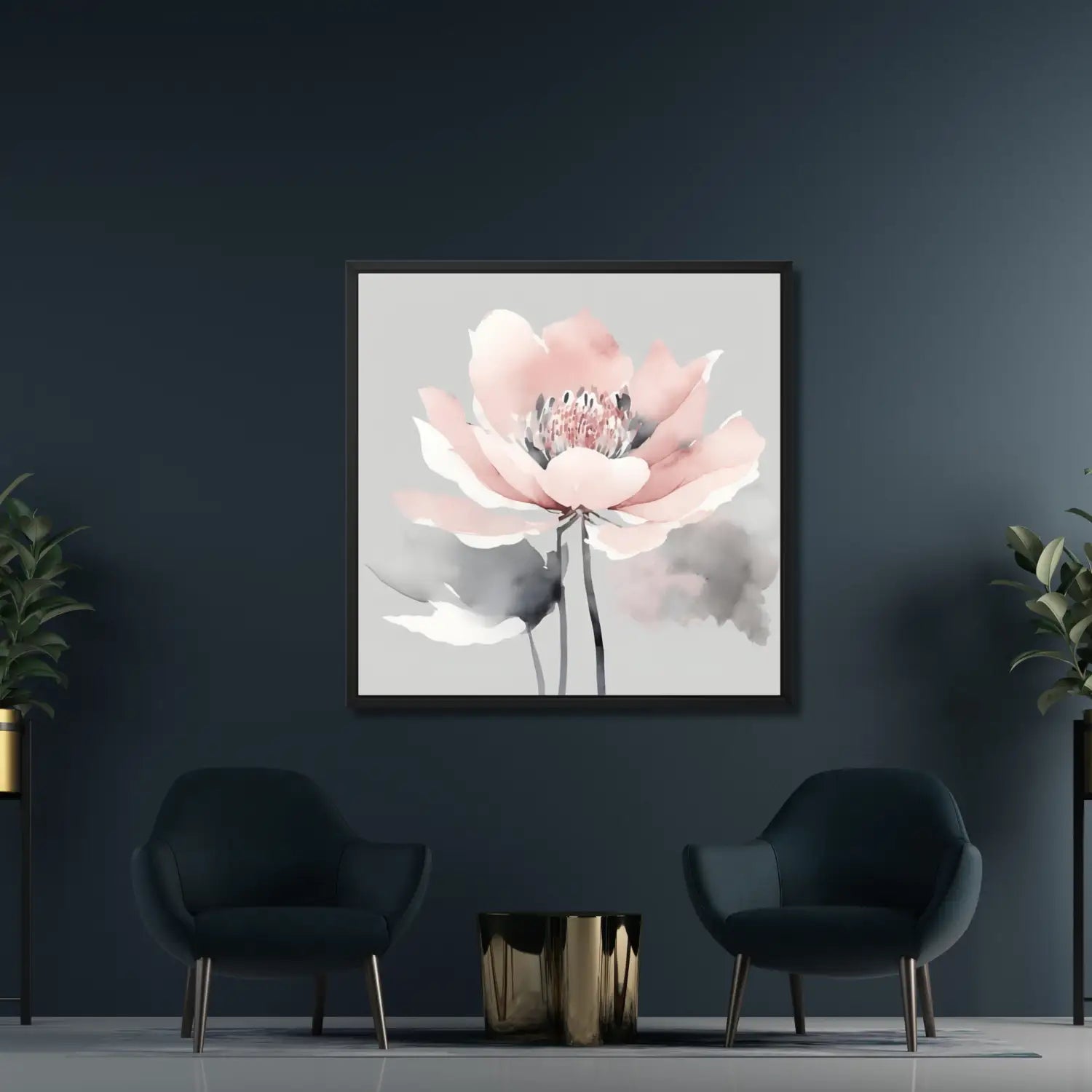 Nordic Blossom - Modern canvas art in grey and pink